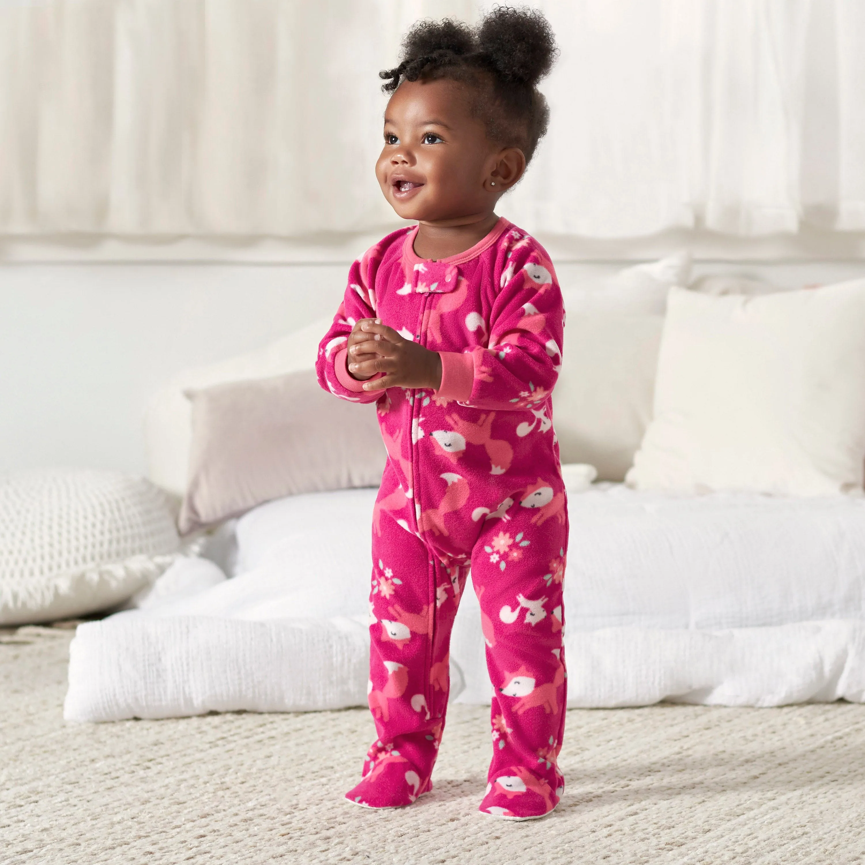 2-Pack Baby & Toddler Girls Pink Fox Fleece Pajamas