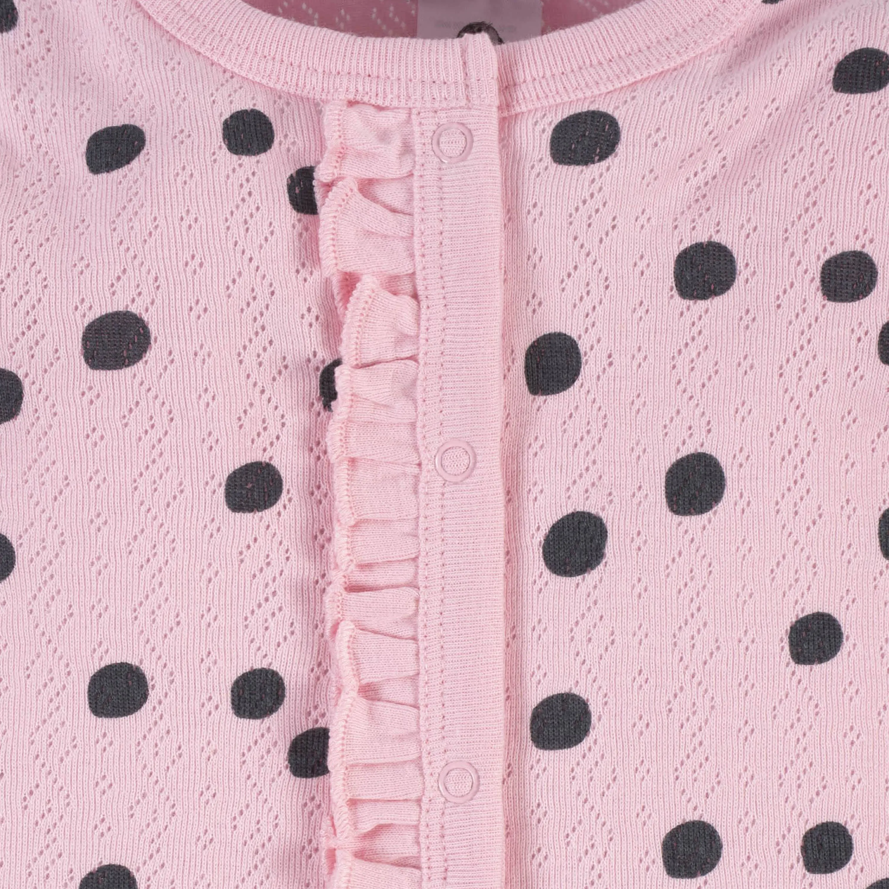 2-Piece Baby Girls Pink A Dots Coverall & Headband Set