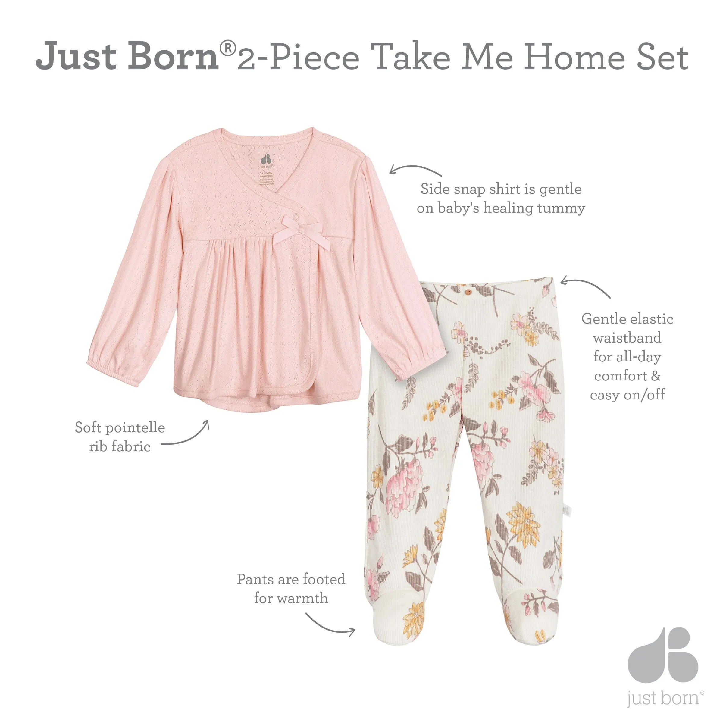 2-Piece Baby Girls Vintage Floral Take Me Home Set