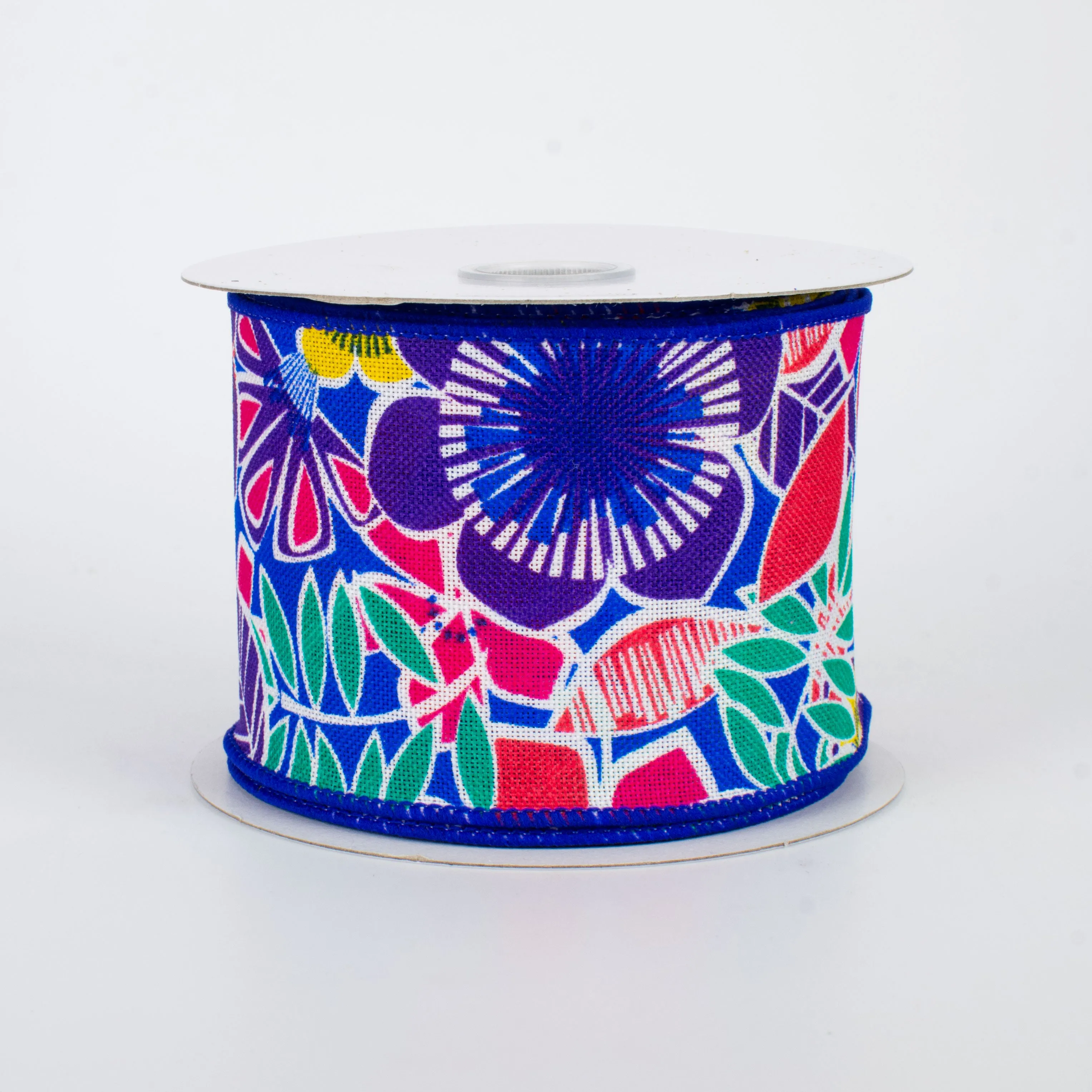 2.5" Tropical Flowers Ribbon: Royal Blue (10 Yards)