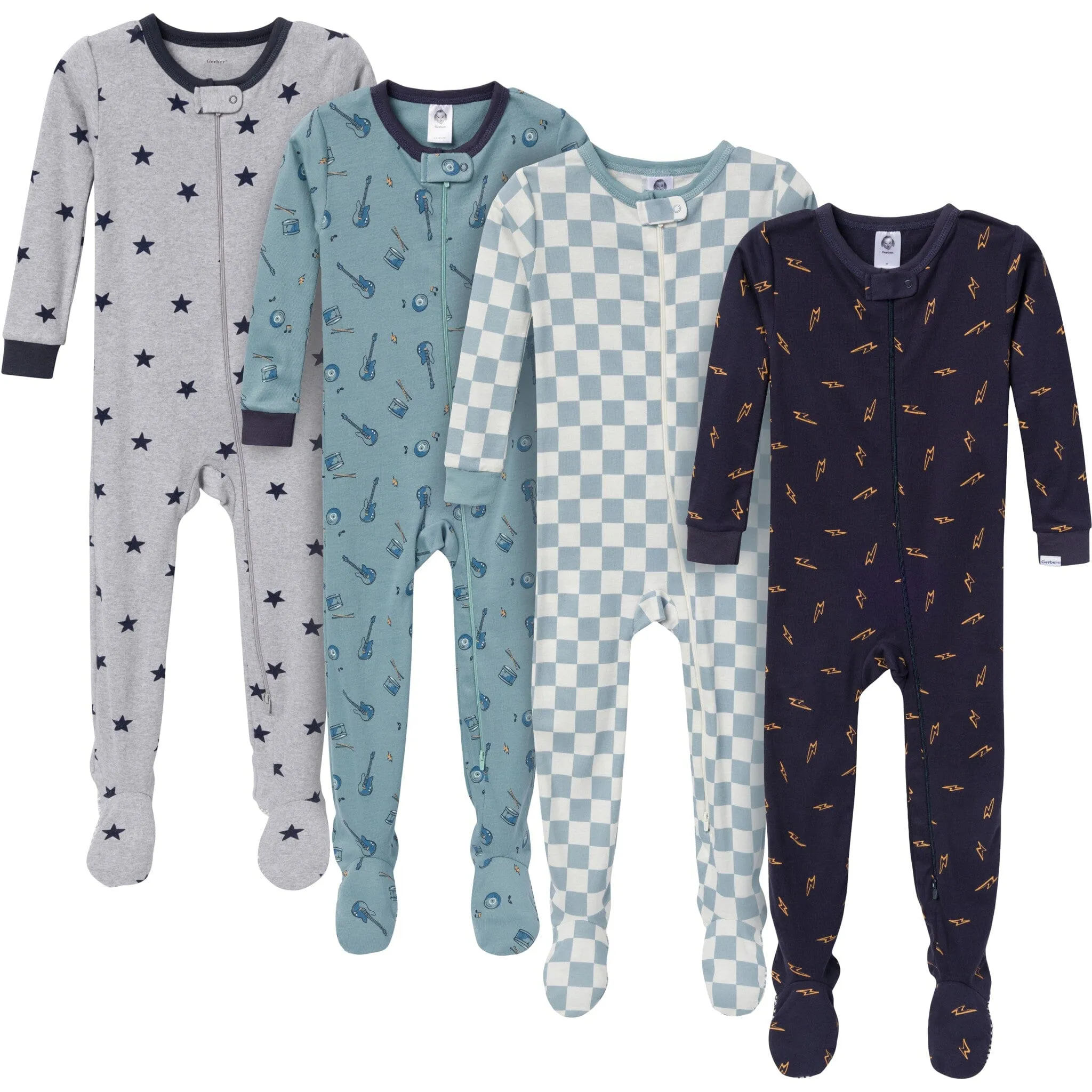 4-Pack Baby & Toddler Boys Music Snug Fit Footed Pajamas