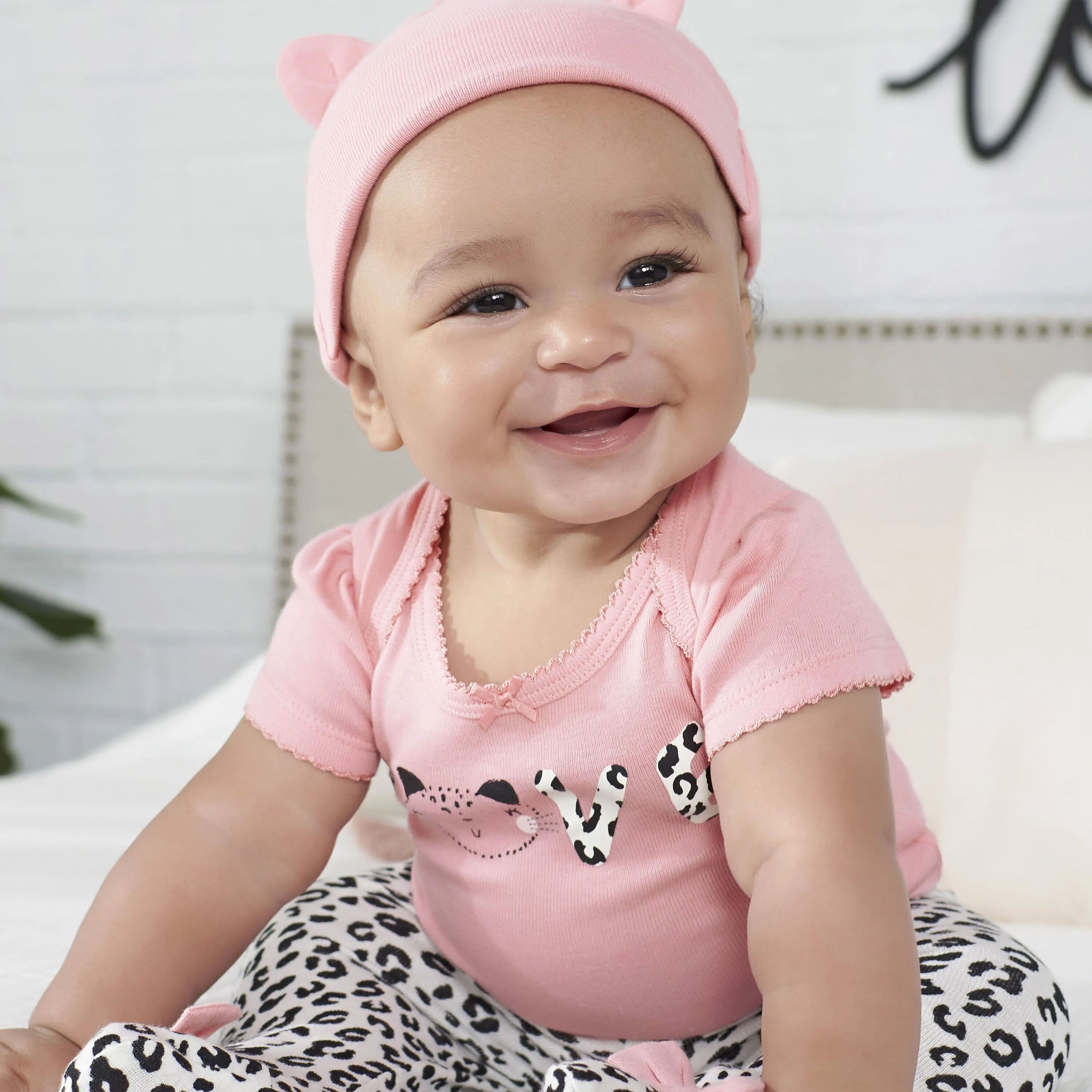 4-Piece Baby Girls Leopard Outfit Set