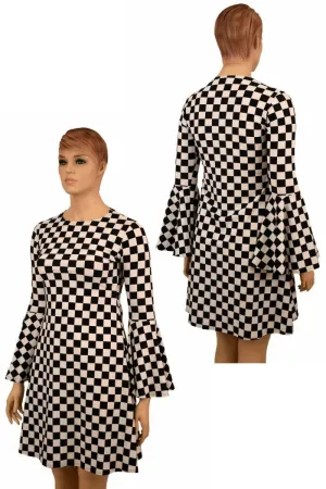 A-Line Black & White Mod Dress