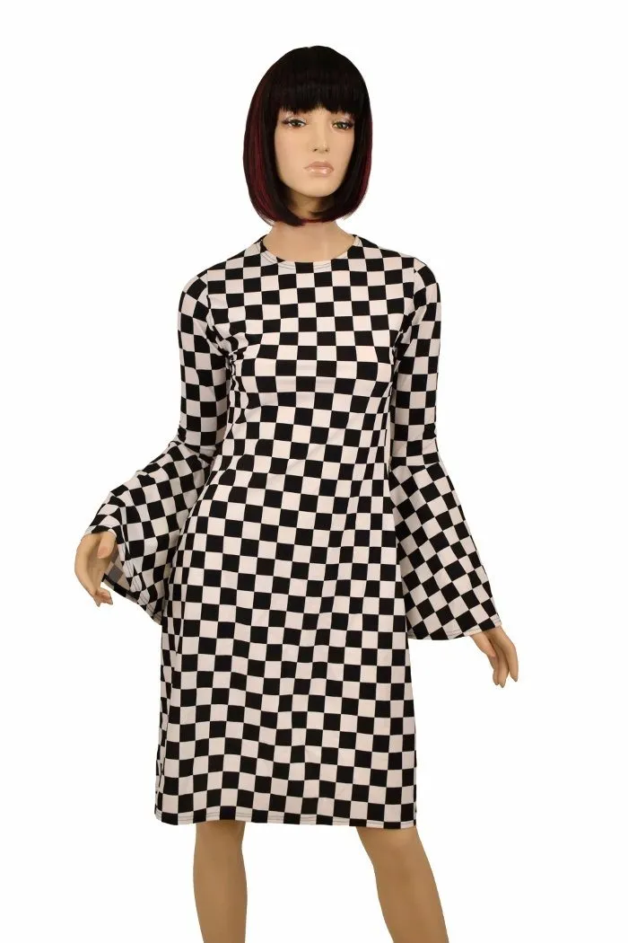 A-Line Black & White Mod Dress