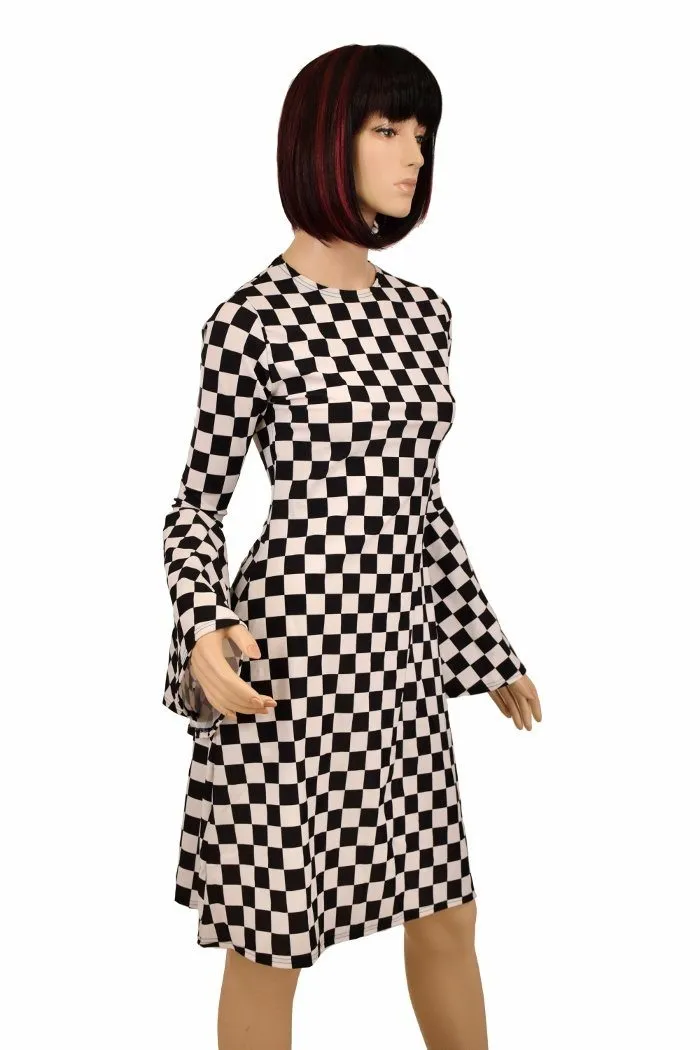 A-Line Black & White Mod Dress