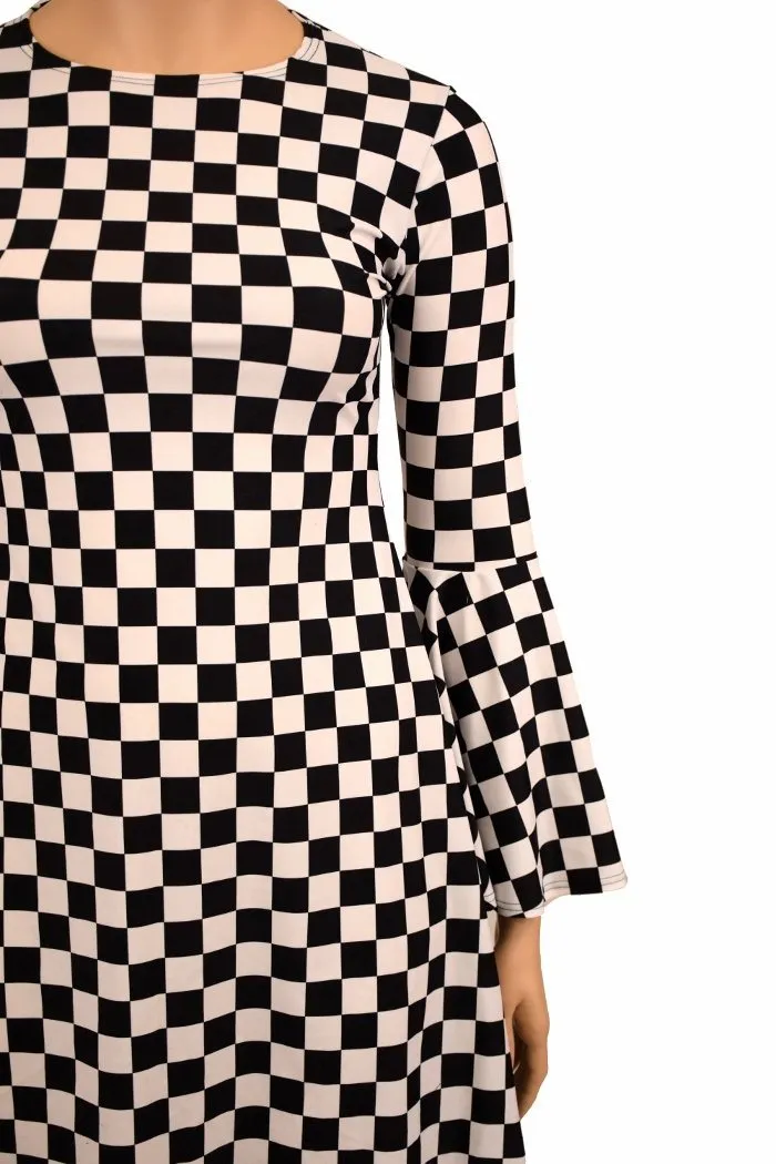 A-Line Black & White Mod Dress