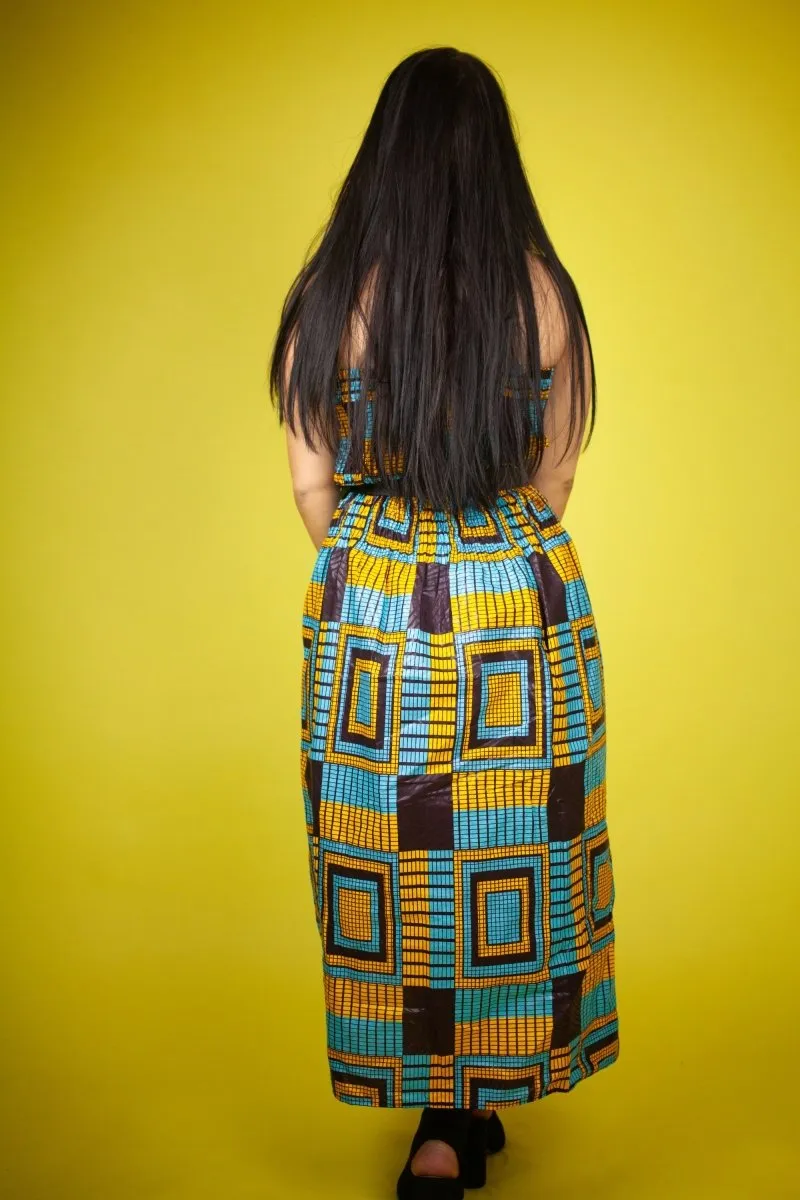 African Dress in Amazing Blue Kente