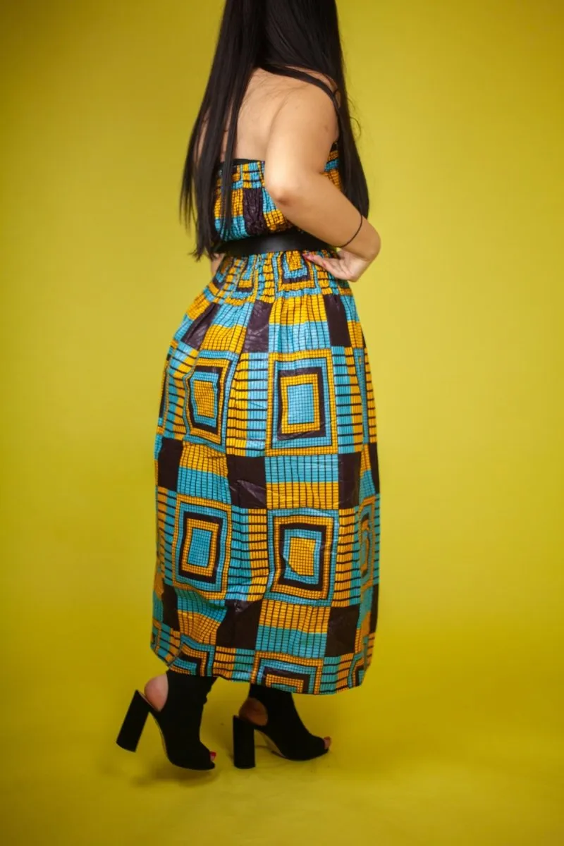 African Dress in Amazing Blue Kente