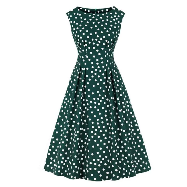 Années 40 Robe Midi À Pois Vintage Glamour