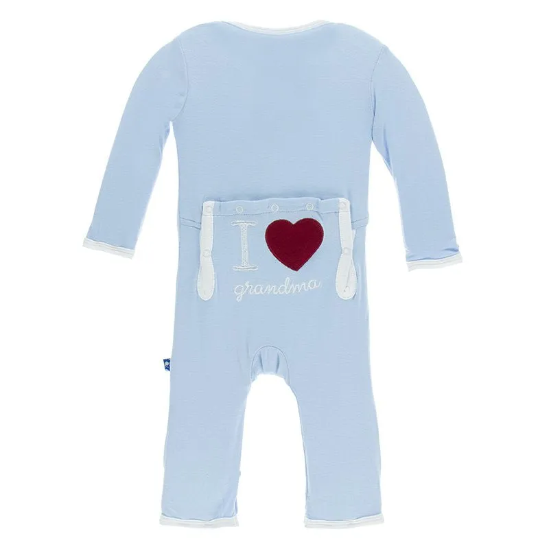 Applique Coverall with Zipper in Pond I Love Grandma