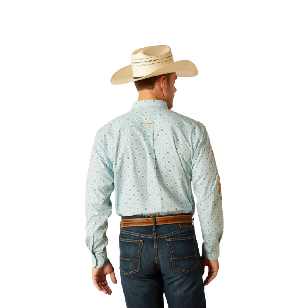 Ariat Men's Team Colton Classic Fit Aqua Shirt