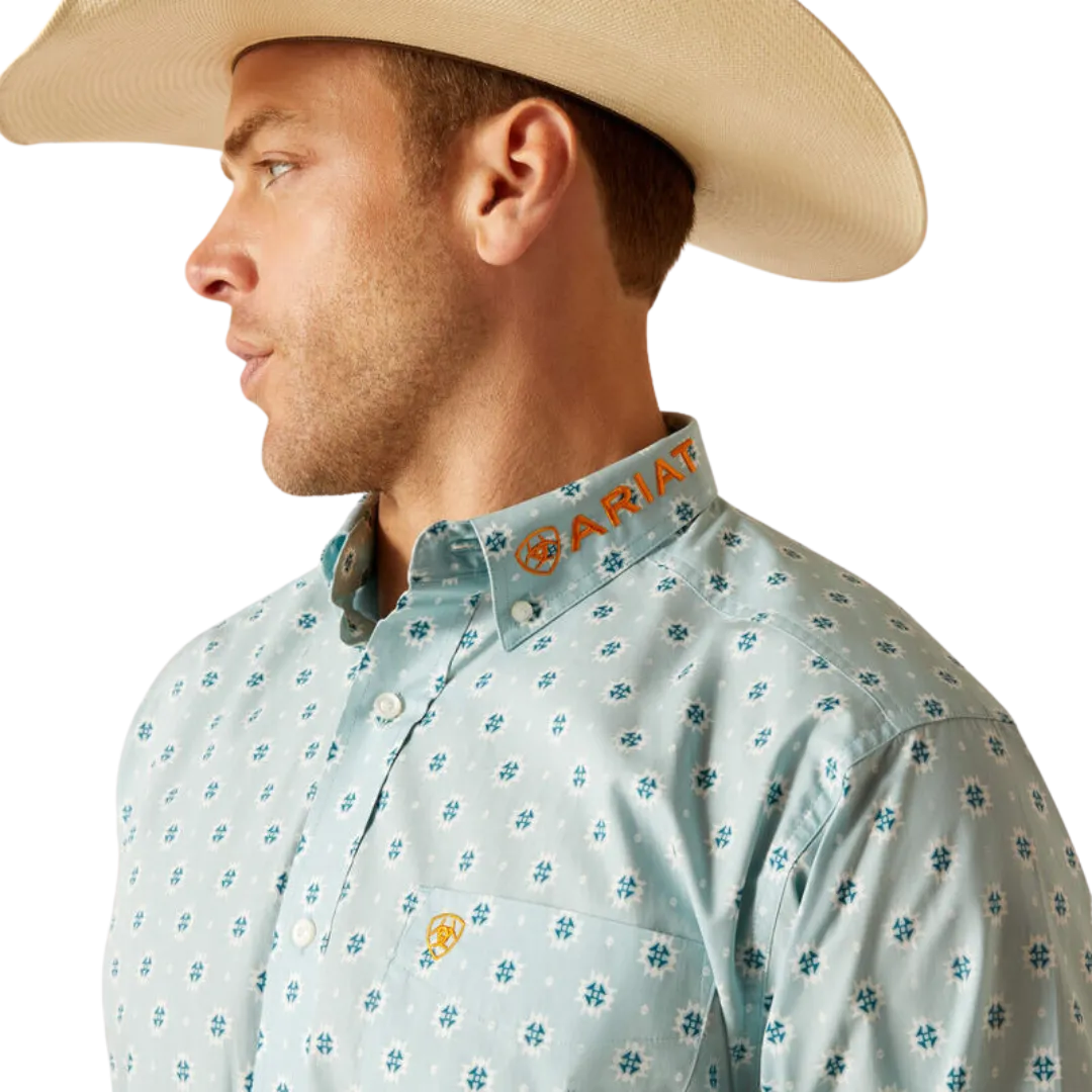 Ariat Men's Team Colton Classic Fit Aqua Shirt