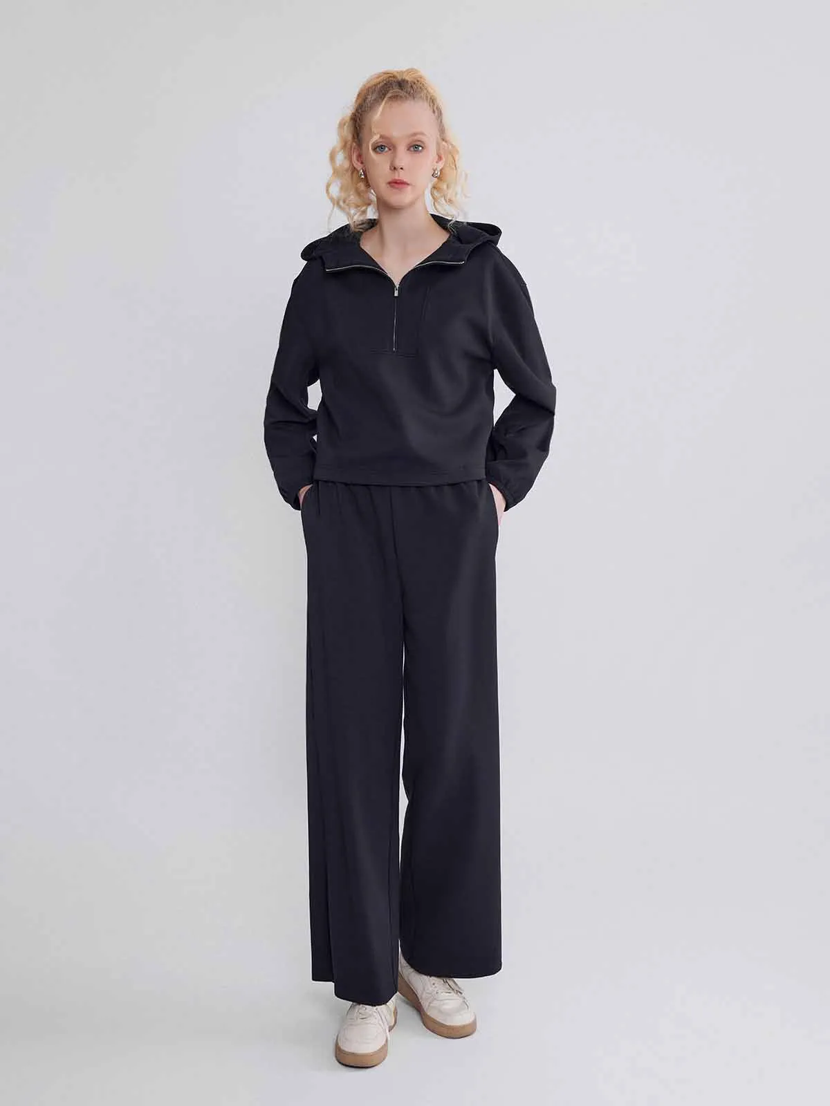 ASOBIO Mid-Rise Wide-Leg Cozy Sweatpants