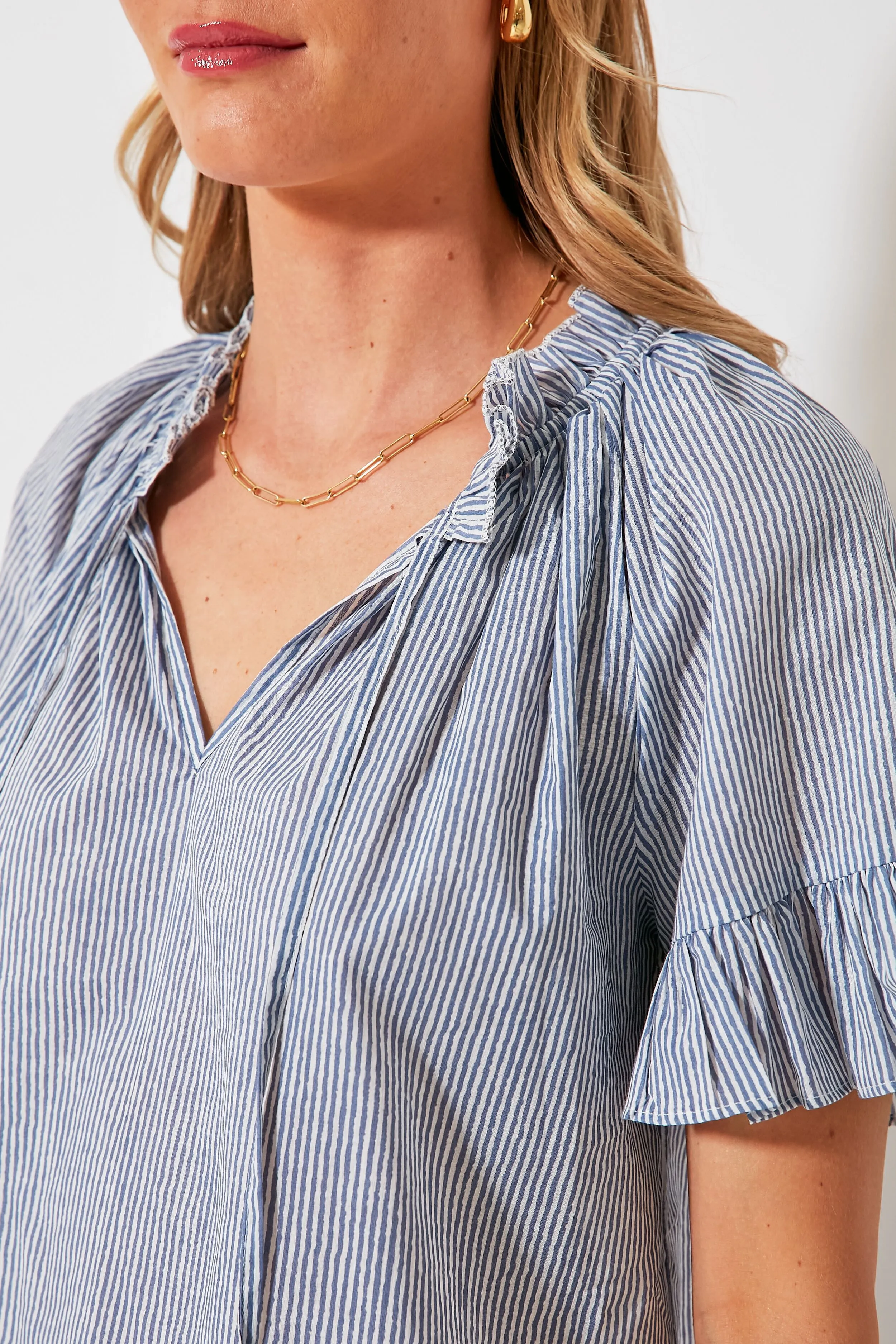 Azure Stripe Cassis Top