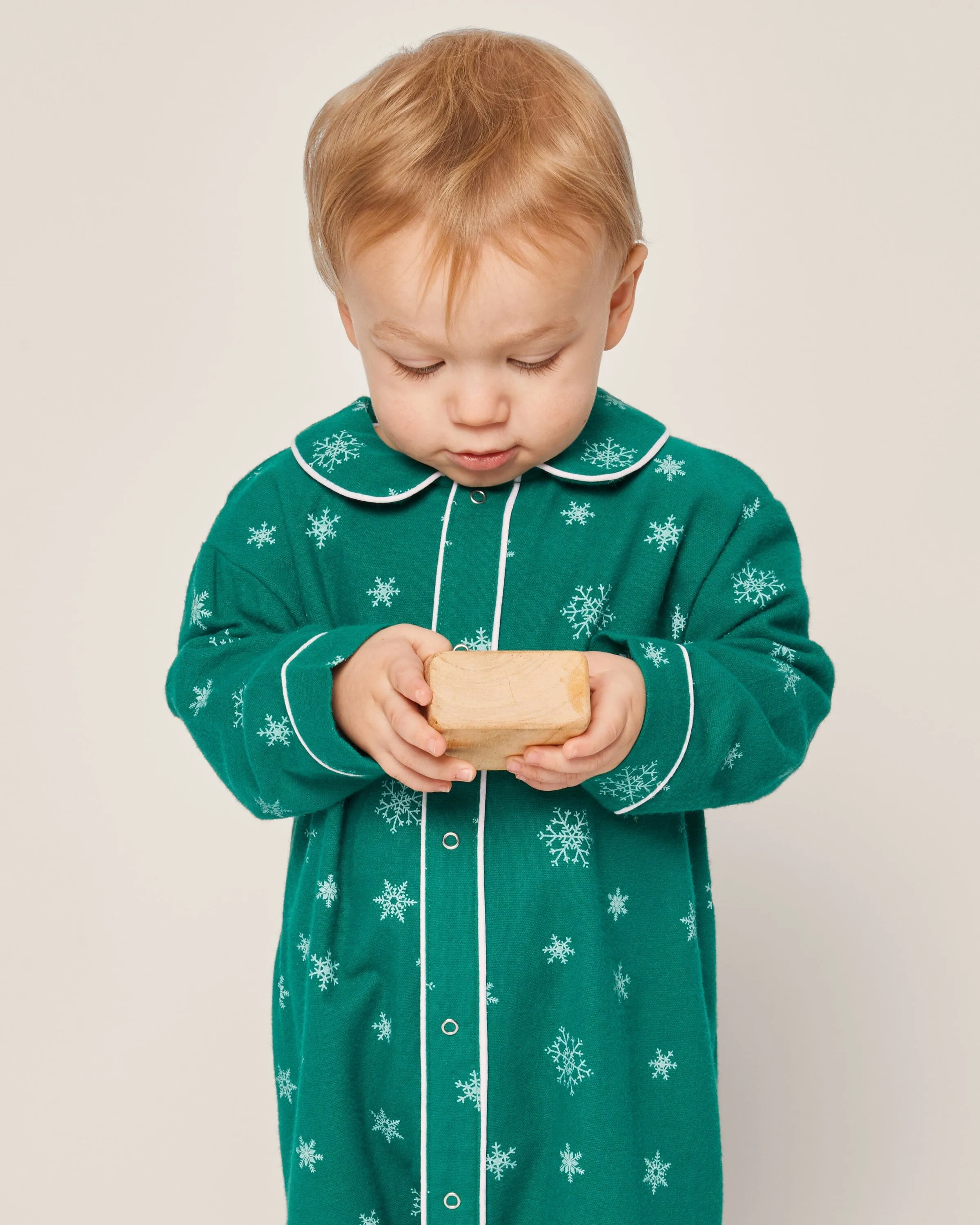 Baby's Flannel Cambridge Romper | Emerald Wonderland