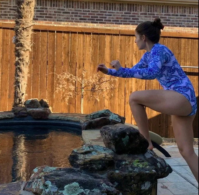 Blue Jazz Swim one-piece rashguard surfsuit swimsuit lined white royal blue turquoise paisley modest full coverage women longsleeve