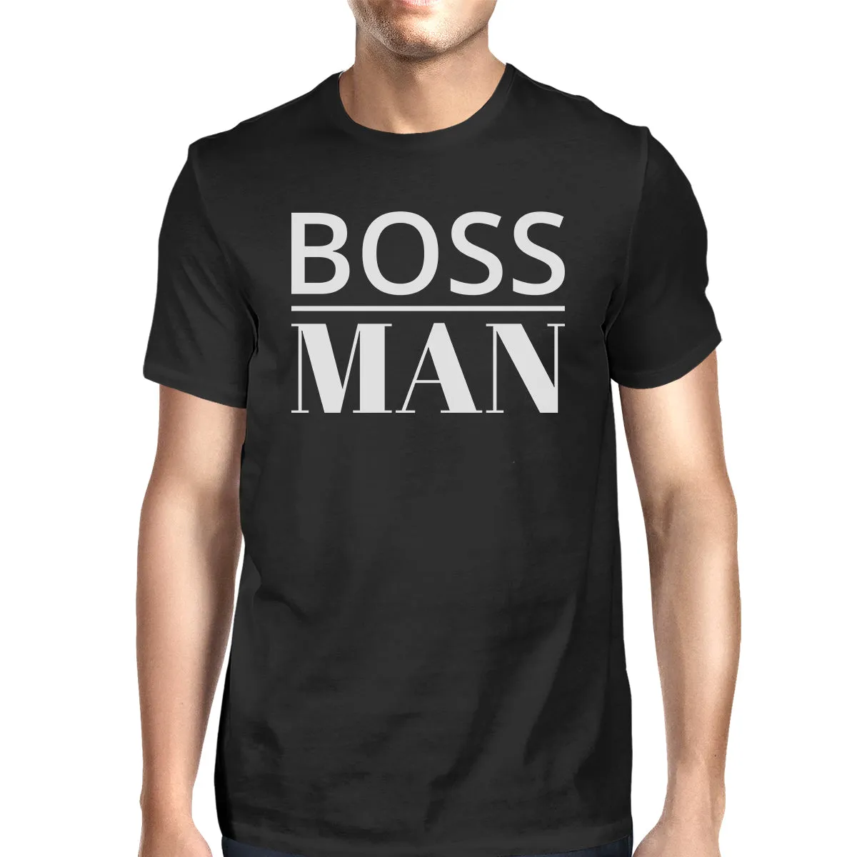 Boss Man Mens Black Graphic T-Shirt Matching Outfits For Family