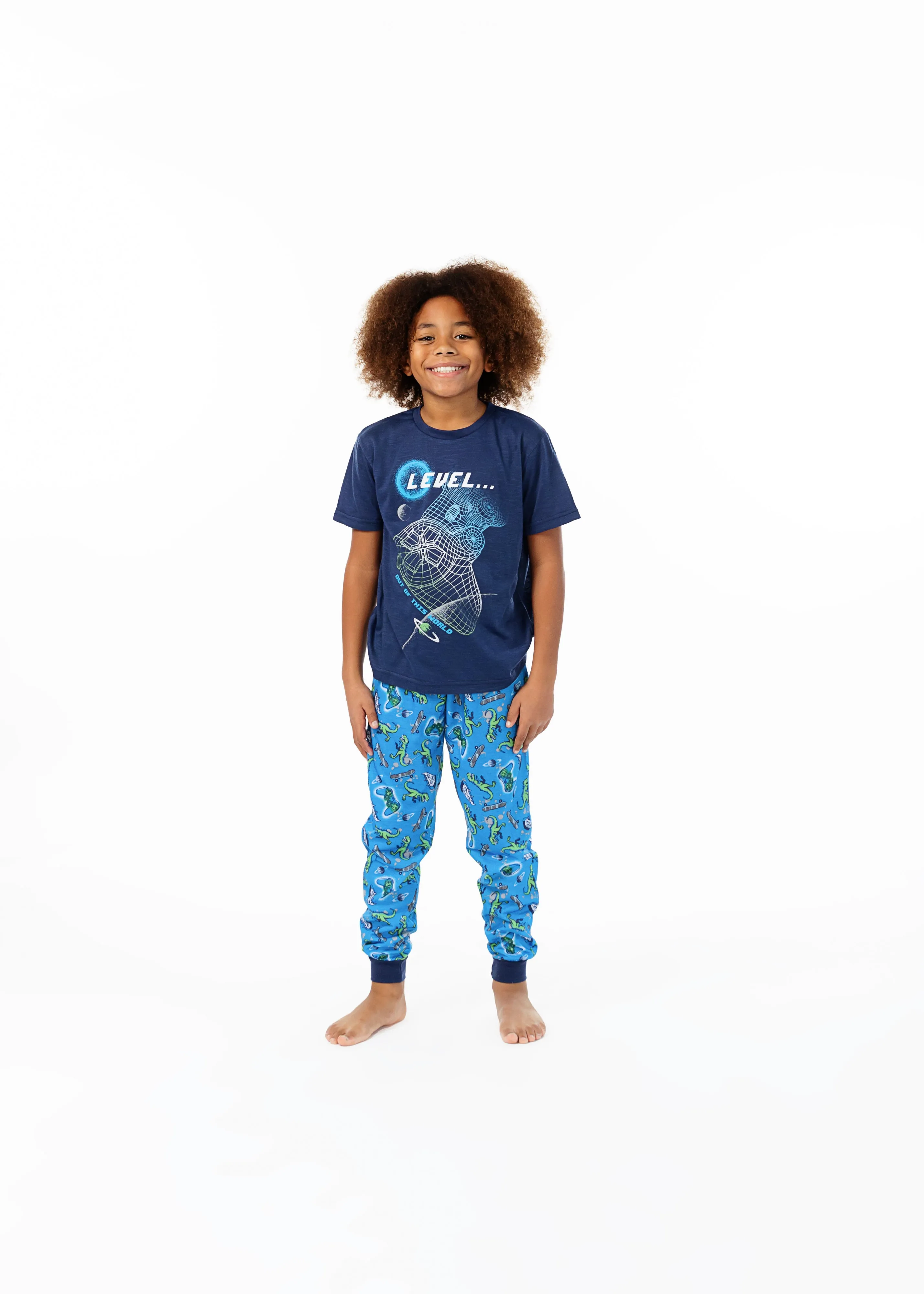 Boys Glow In The Dark Level Up 2-Piece Pajama Sleep Pants Set