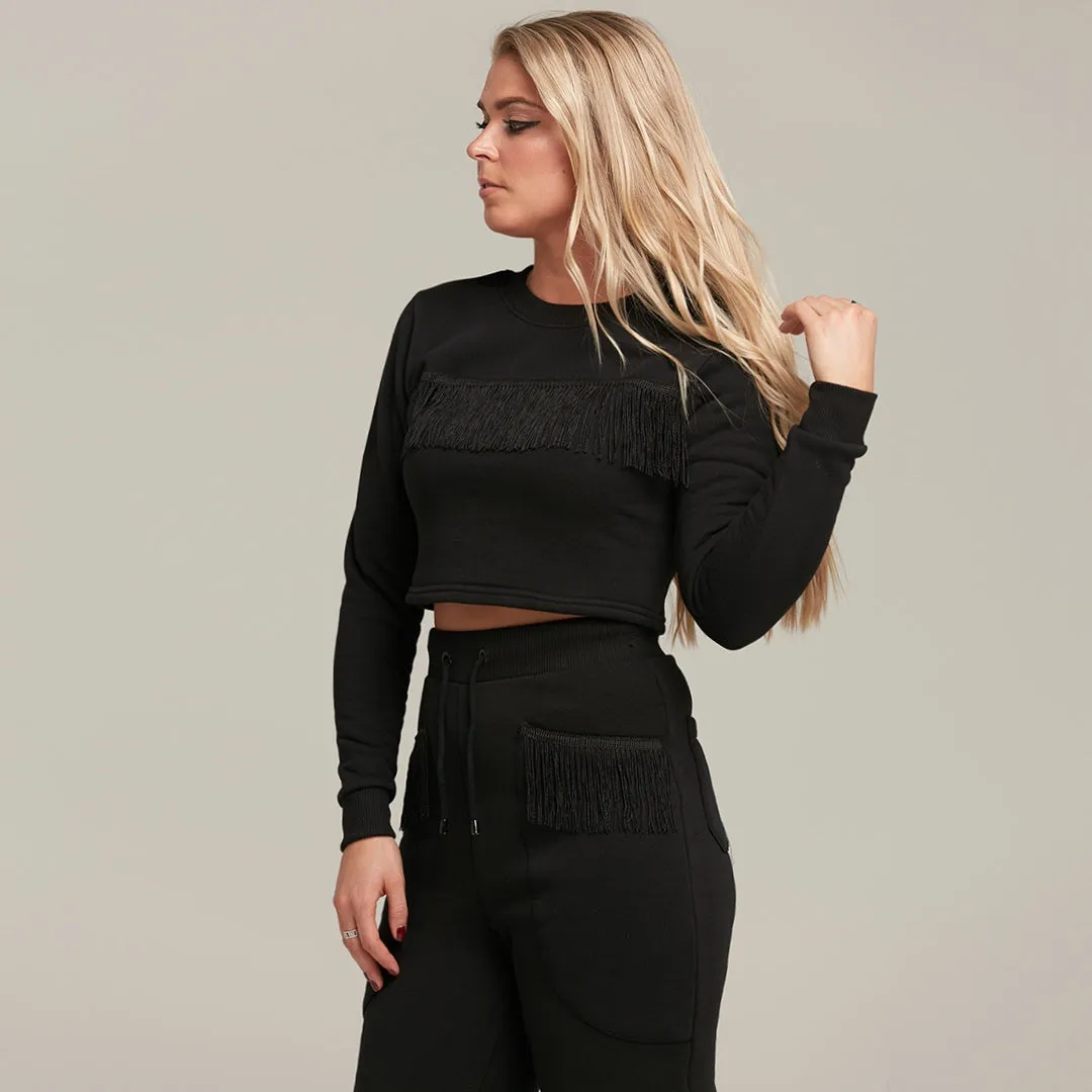 Caggie Fringing Detailed Tracksuit Crop - CT080