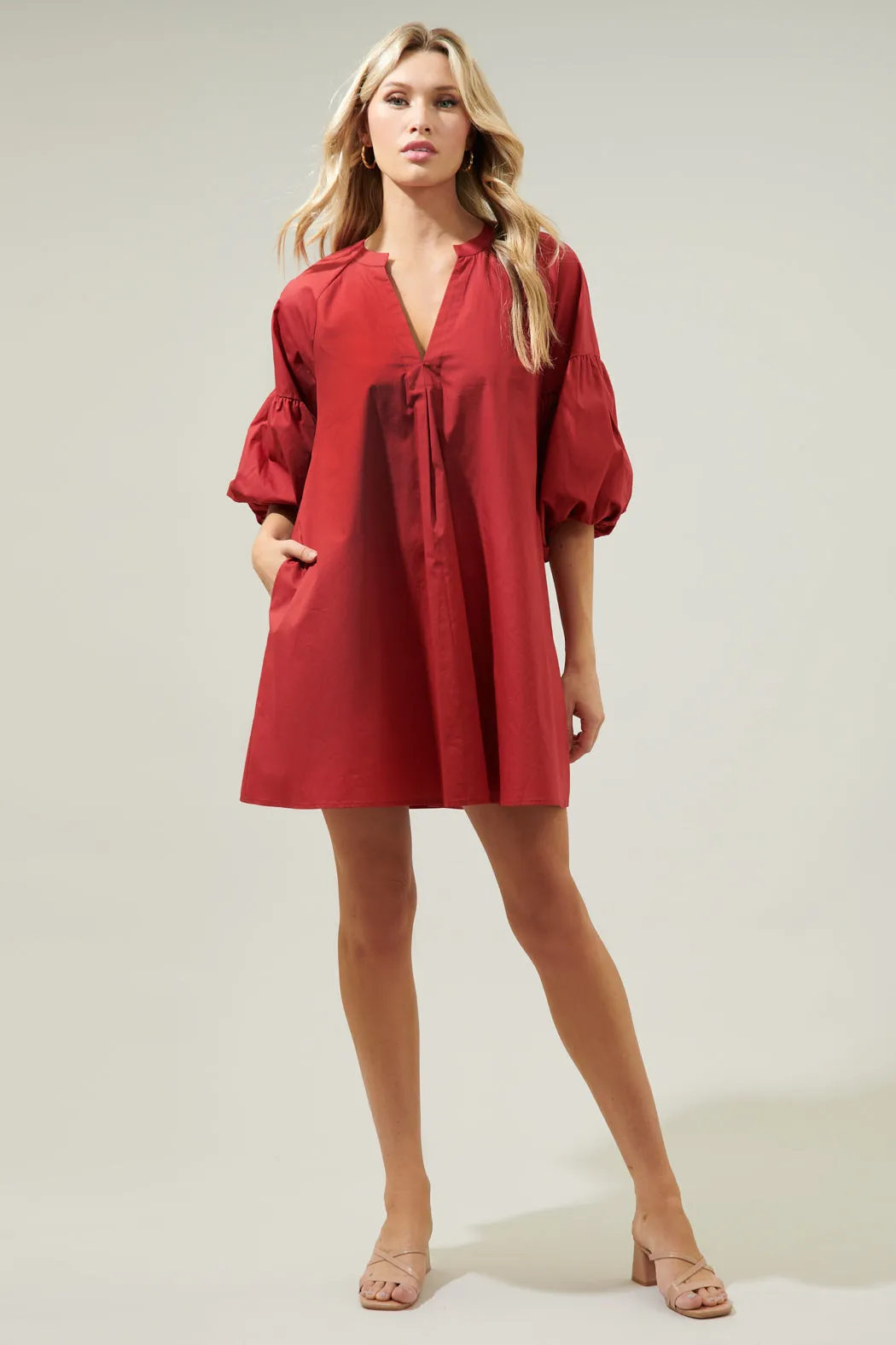 Check Mate Puff Sleeve Shift Dress