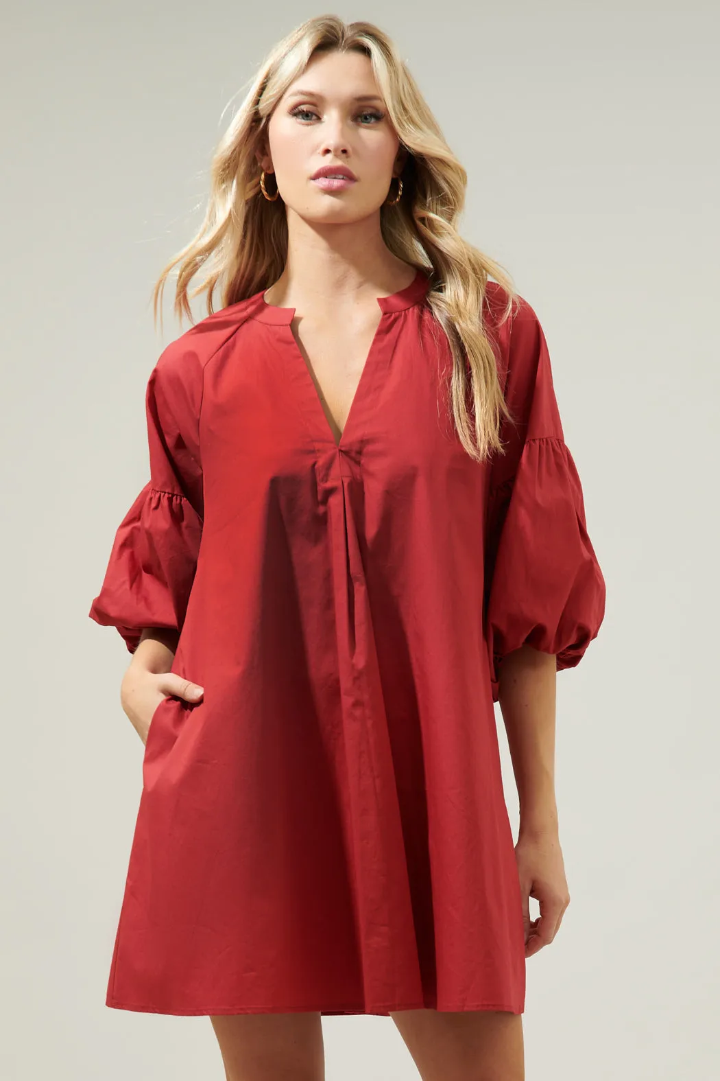 Check Mate Puff Sleeve Shift Dress