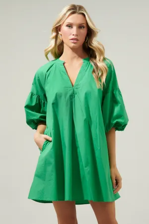 Check Mate Puff Sleeve Shift Dress