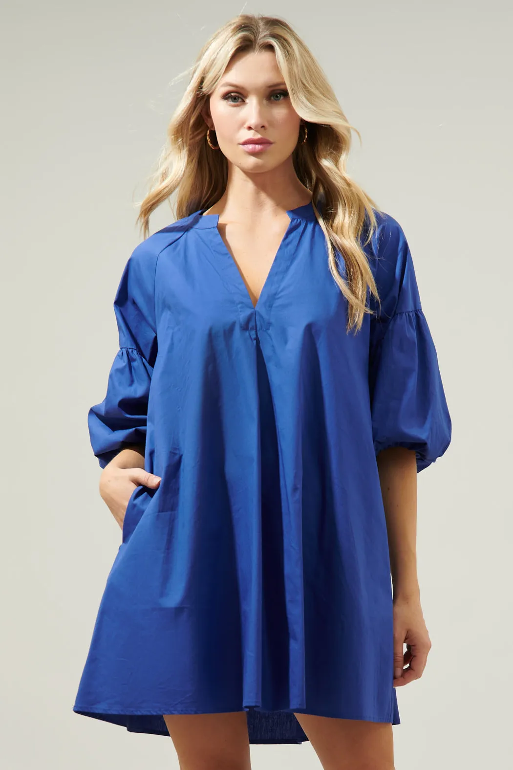 Check Mate Puff Sleeve Shift Dress