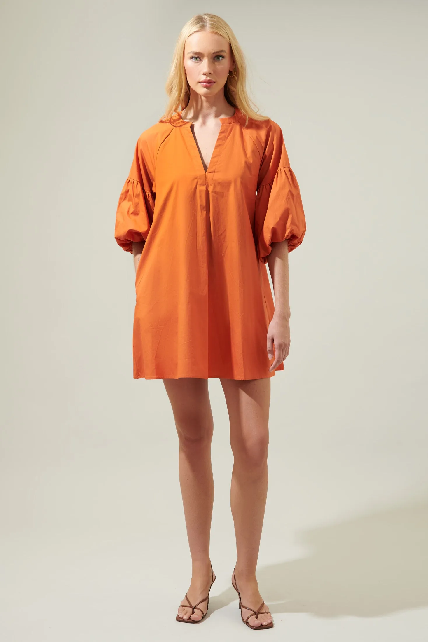 Check Mate Puff Sleeve Shift Dress