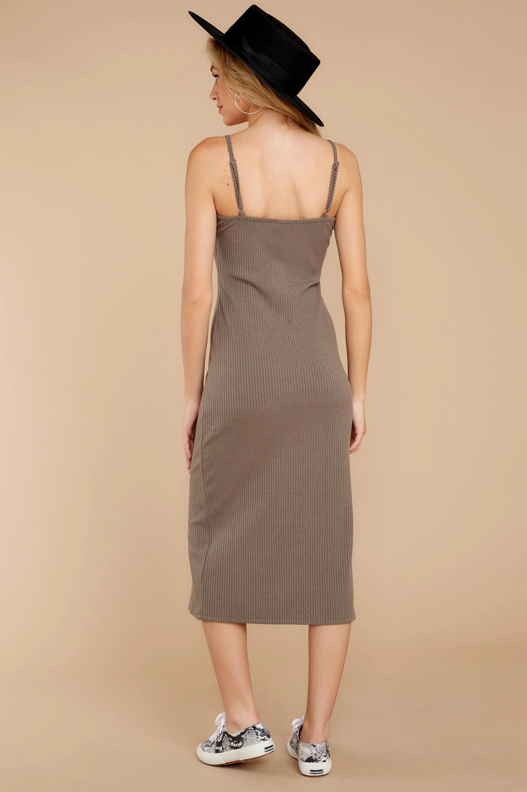 Check The Agenda Pewter Grey Midi Dress