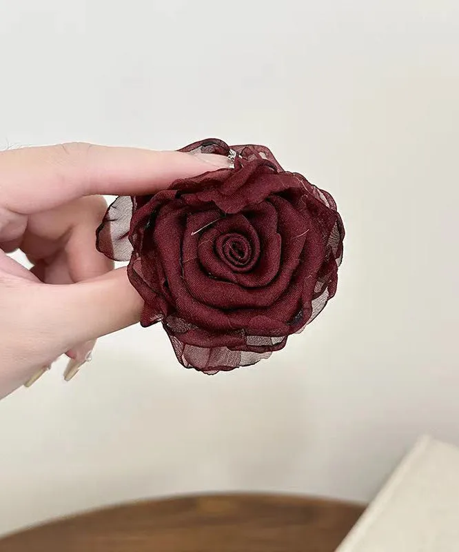 Chinese Style Coffee Tulle Rose Hairpin RG012