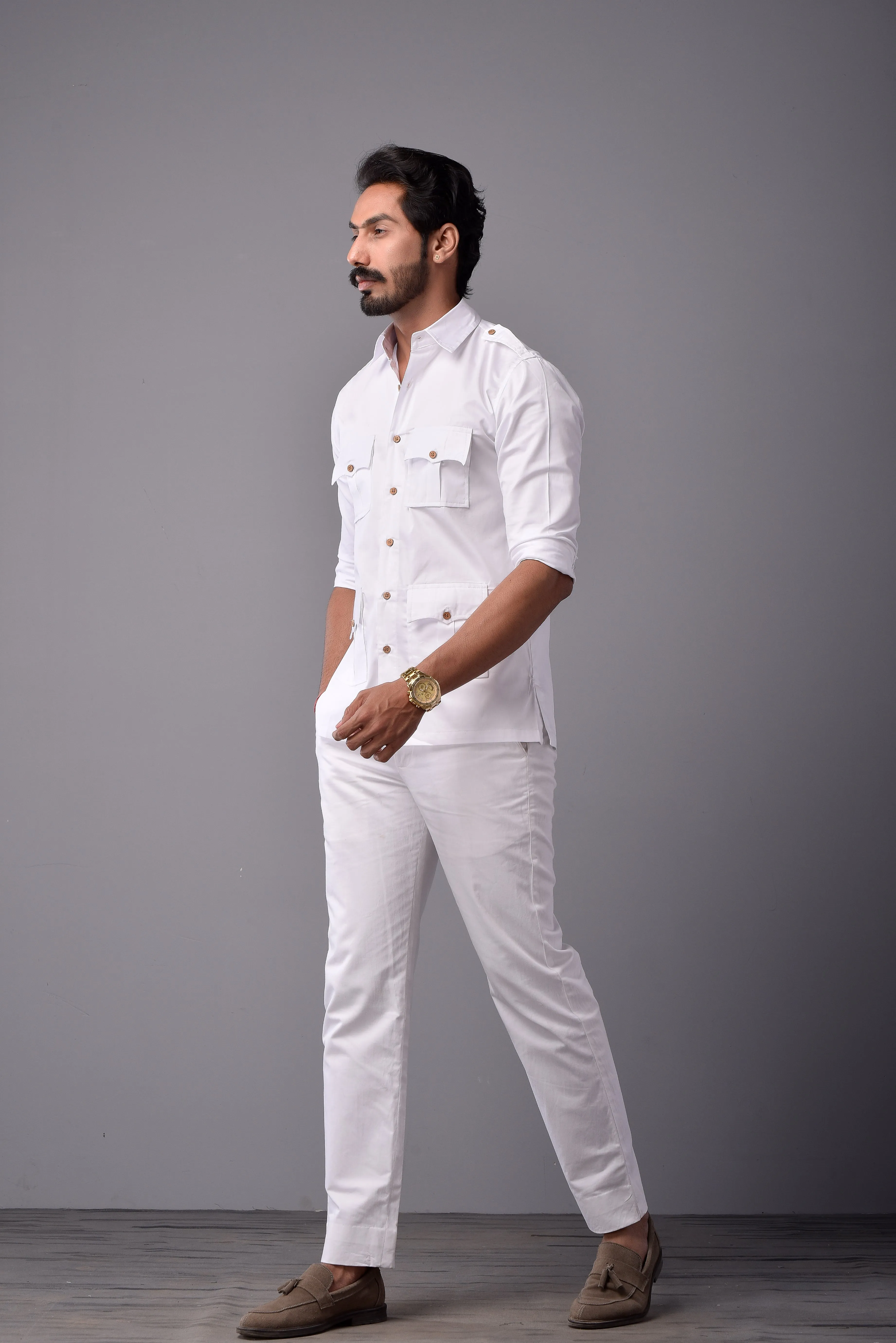 Comfy White Hunting Style Shirt