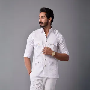 Comfy White Hunting Style Shirt