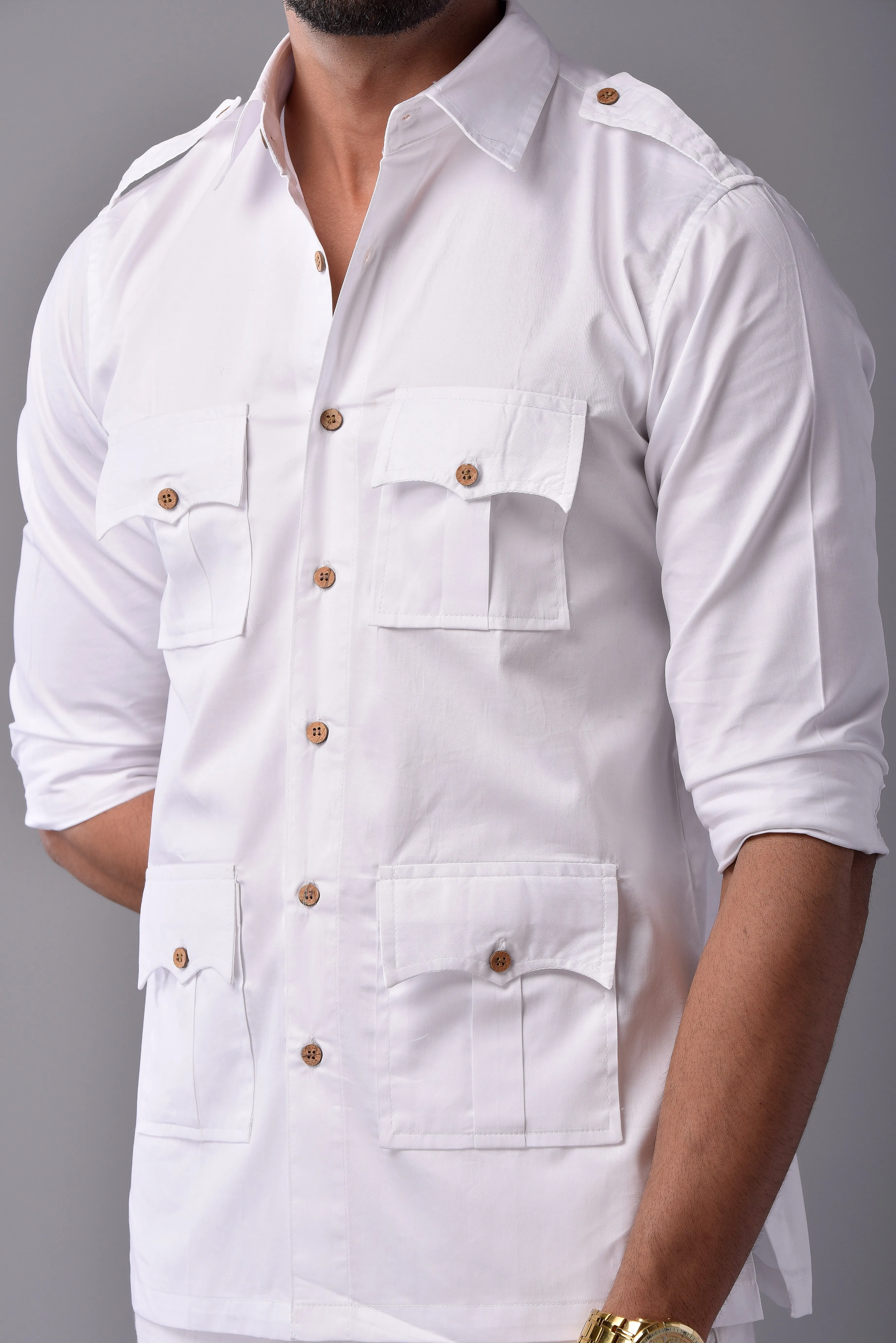 Comfy White Hunting Style Shirt