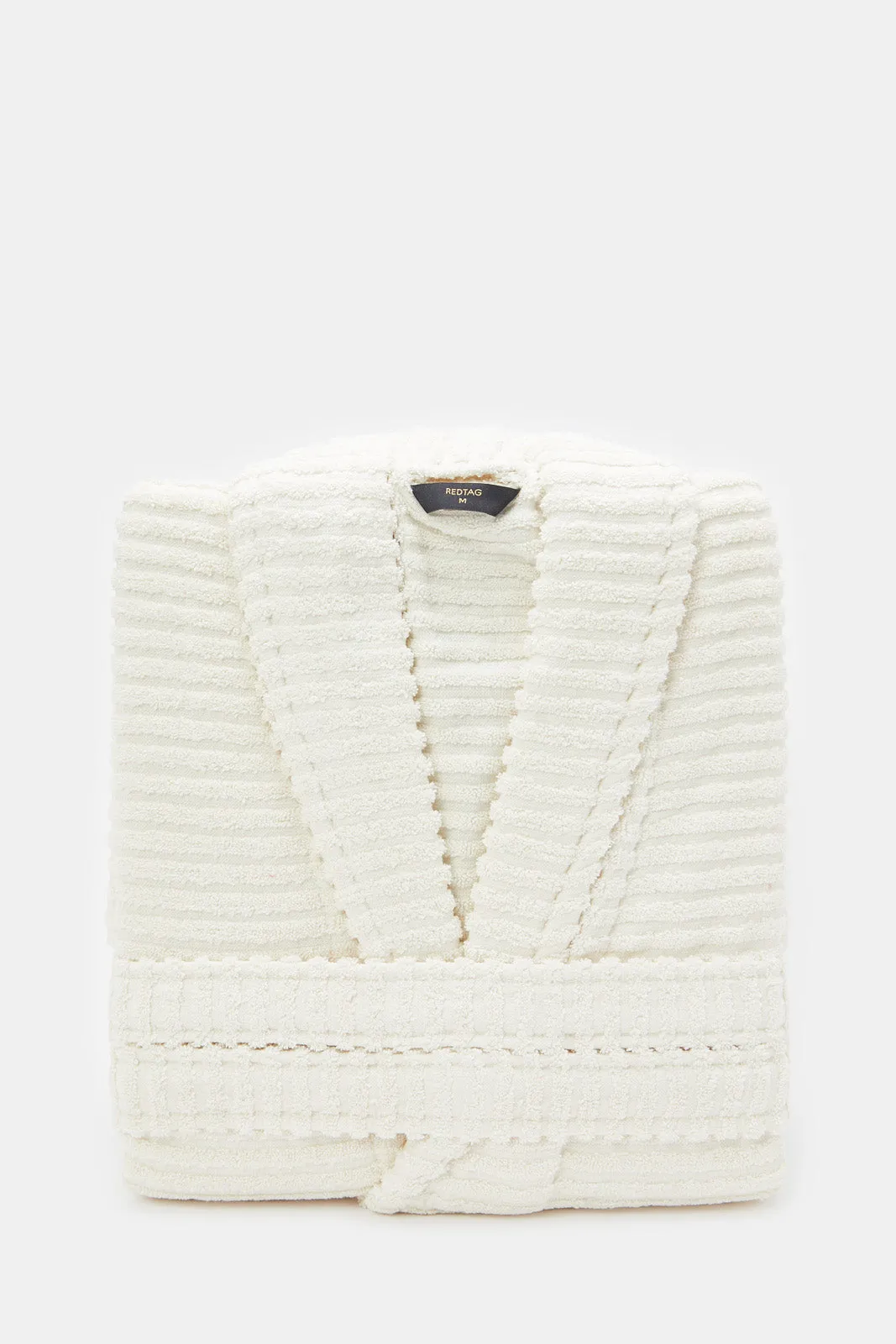 Cream Ribbed Bathrobe