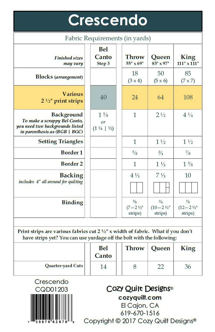 CRESCENDO - Cozy Quilt Designs Pattern