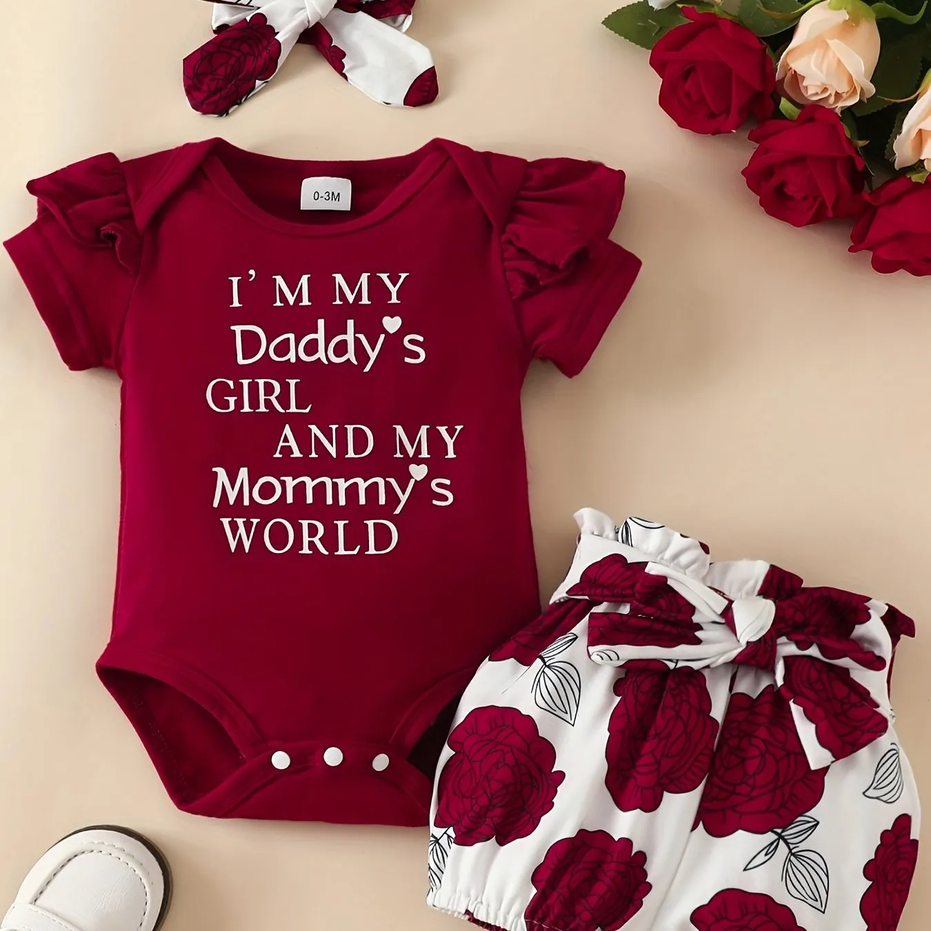 Daddys Girl Mommys World Onesie  Floral Shorts Set