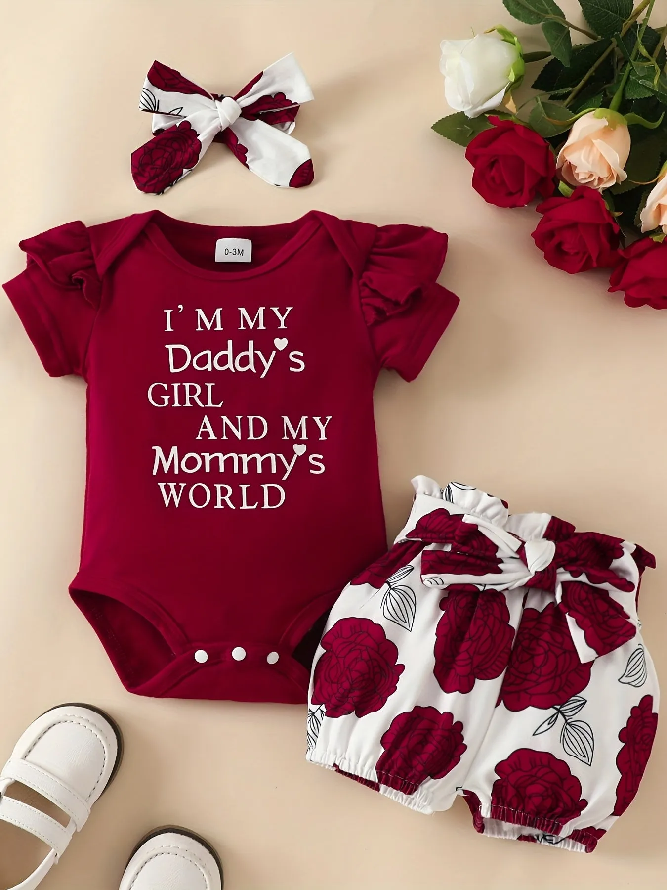 Daddys Girl Mommys World Onesie  Floral Shorts Set