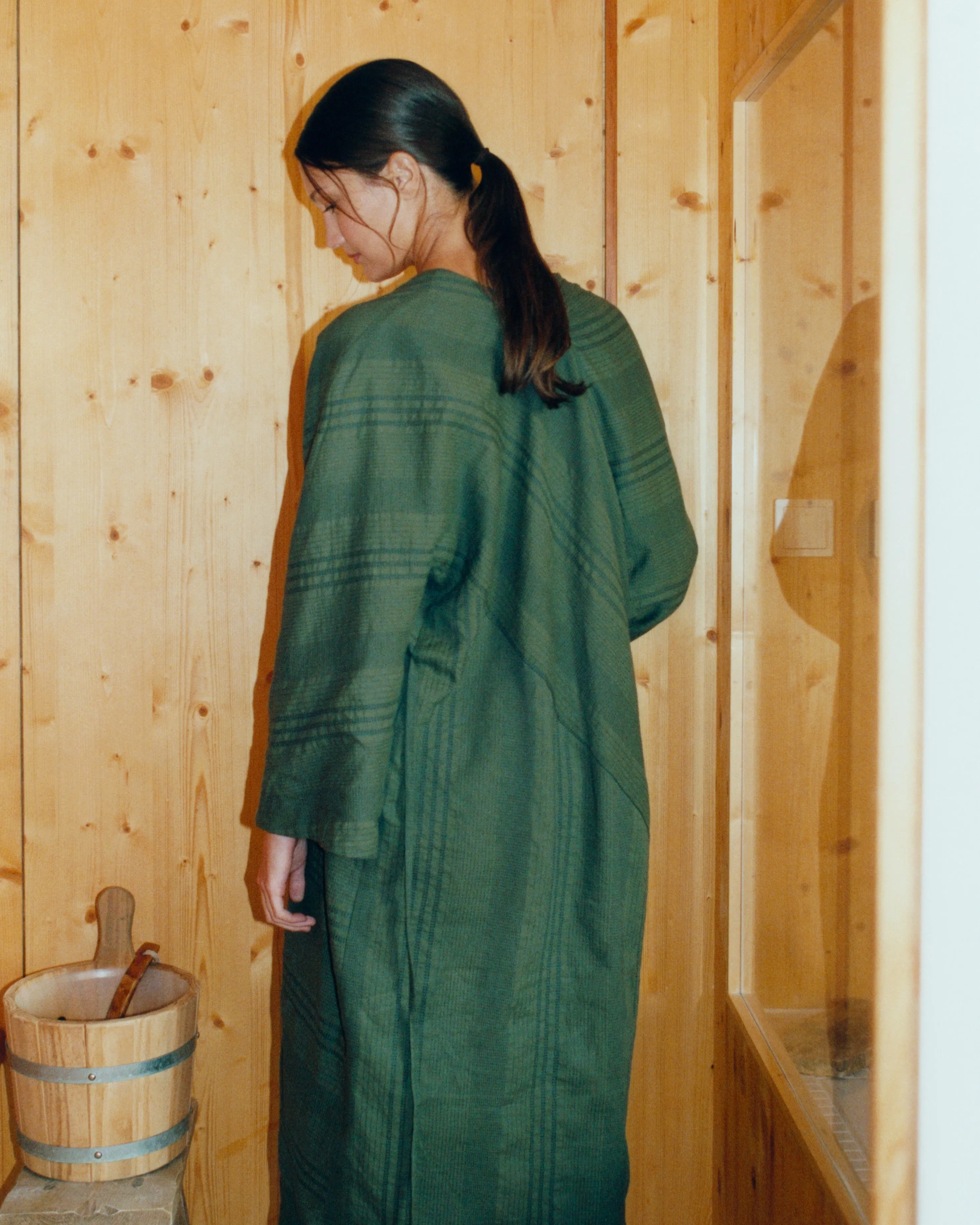 Double Layered Yukata Robe / River Green