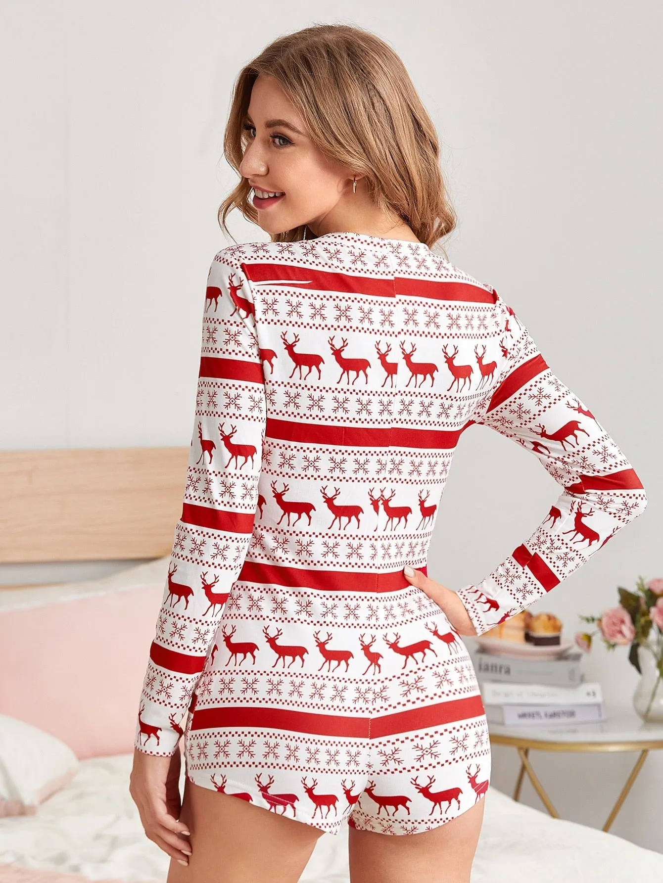 DressBetty - Christmas Printed Pattern Pajama Suit Soft And Comfortable Home Wear Hot Sale S-2XL