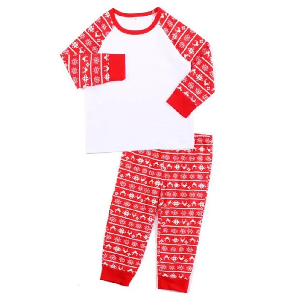 Family Matching Elk Series Striped Comfy Red&White Pajamas Sets