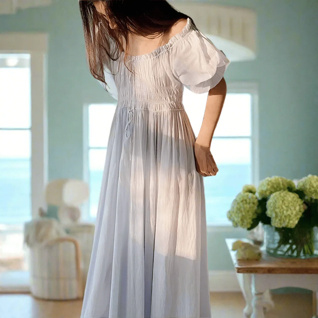 French Venecia Blue Nightdress, S-XL