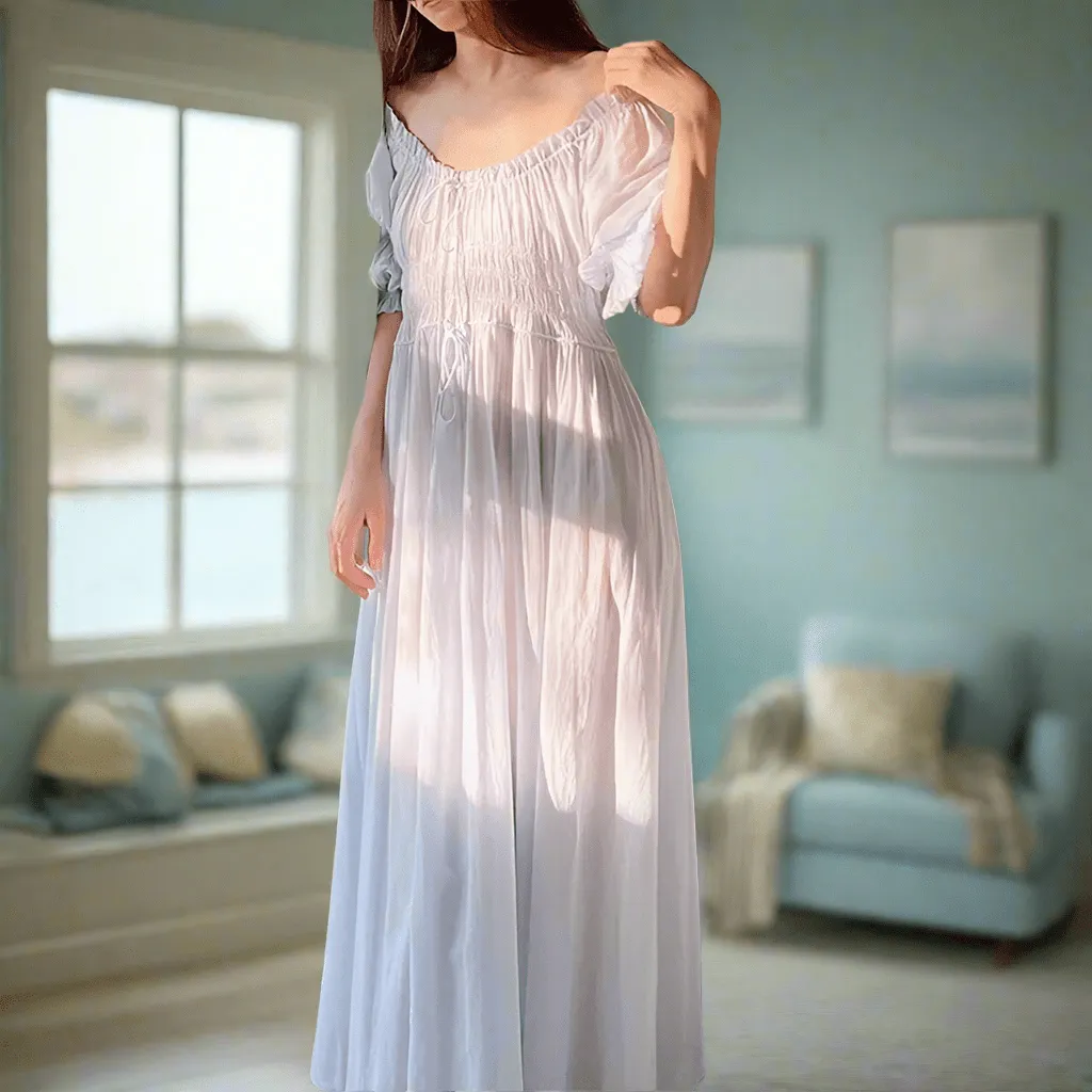 French Venecia Blue Nightdress, S-XL