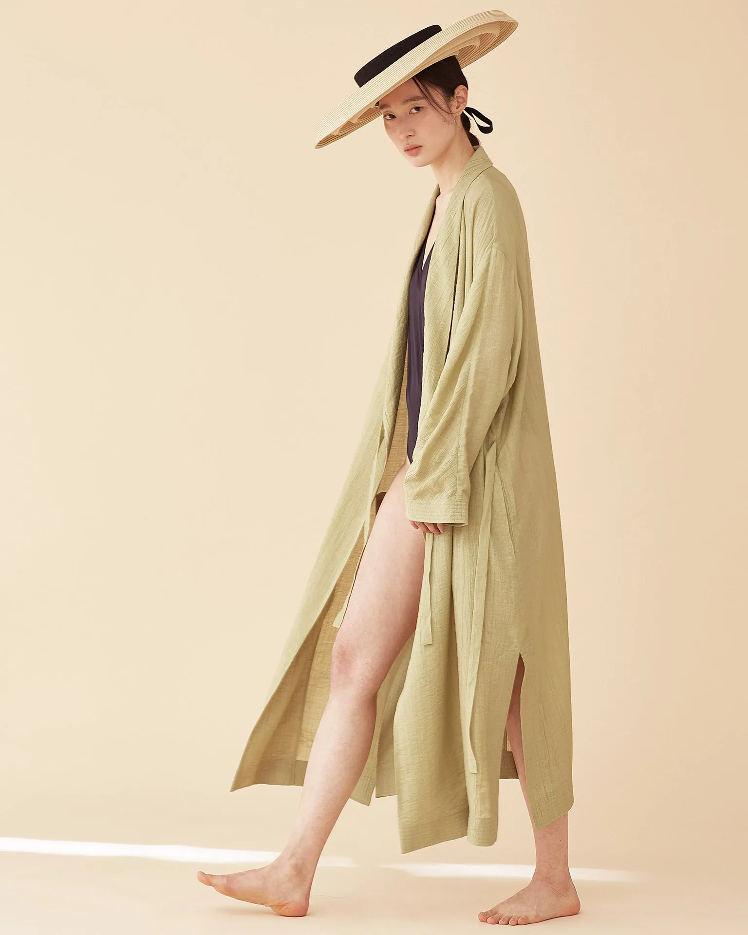 George Shawl Collar Robe / Green Tea