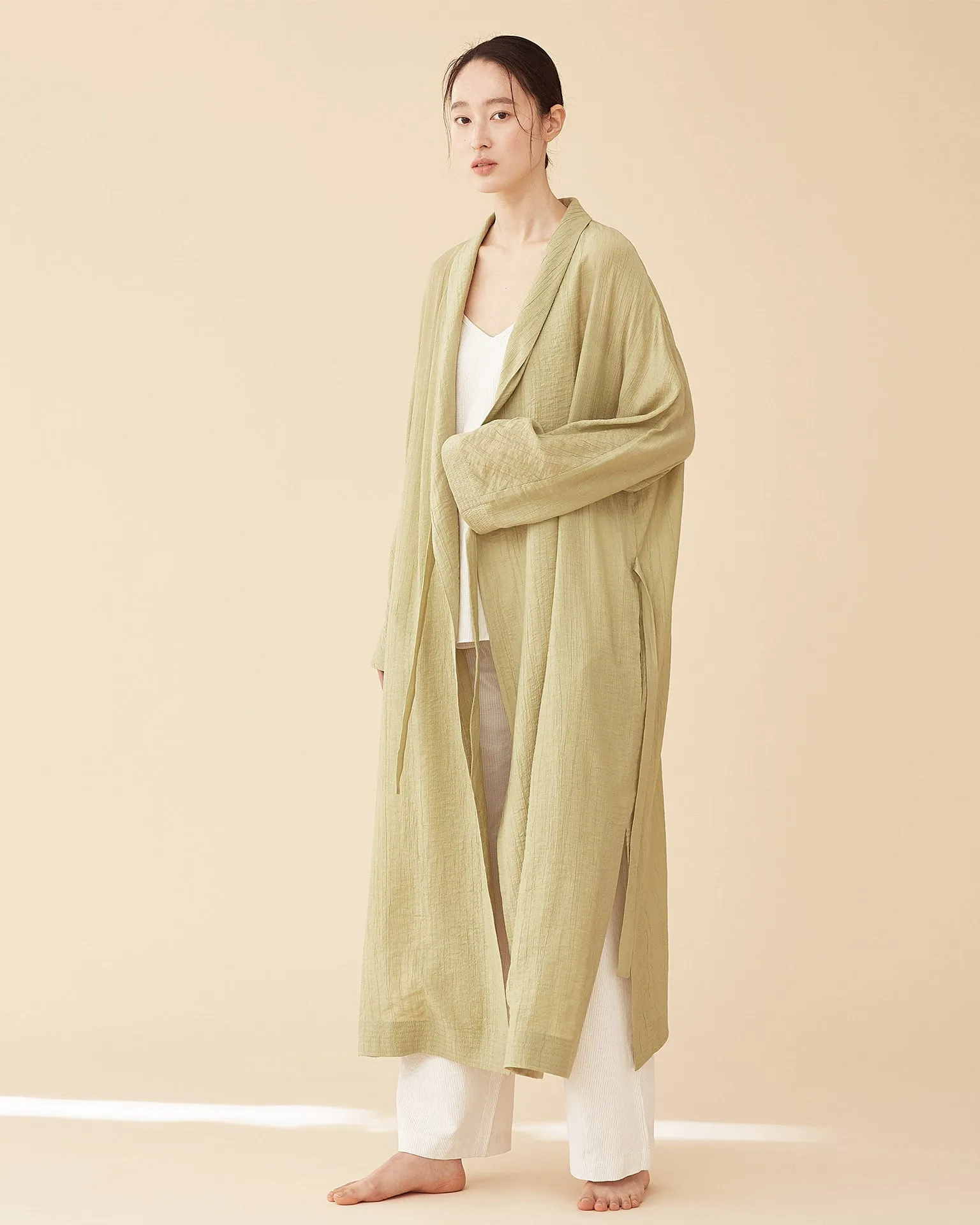 George Shawl Collar Robe / Green Tea