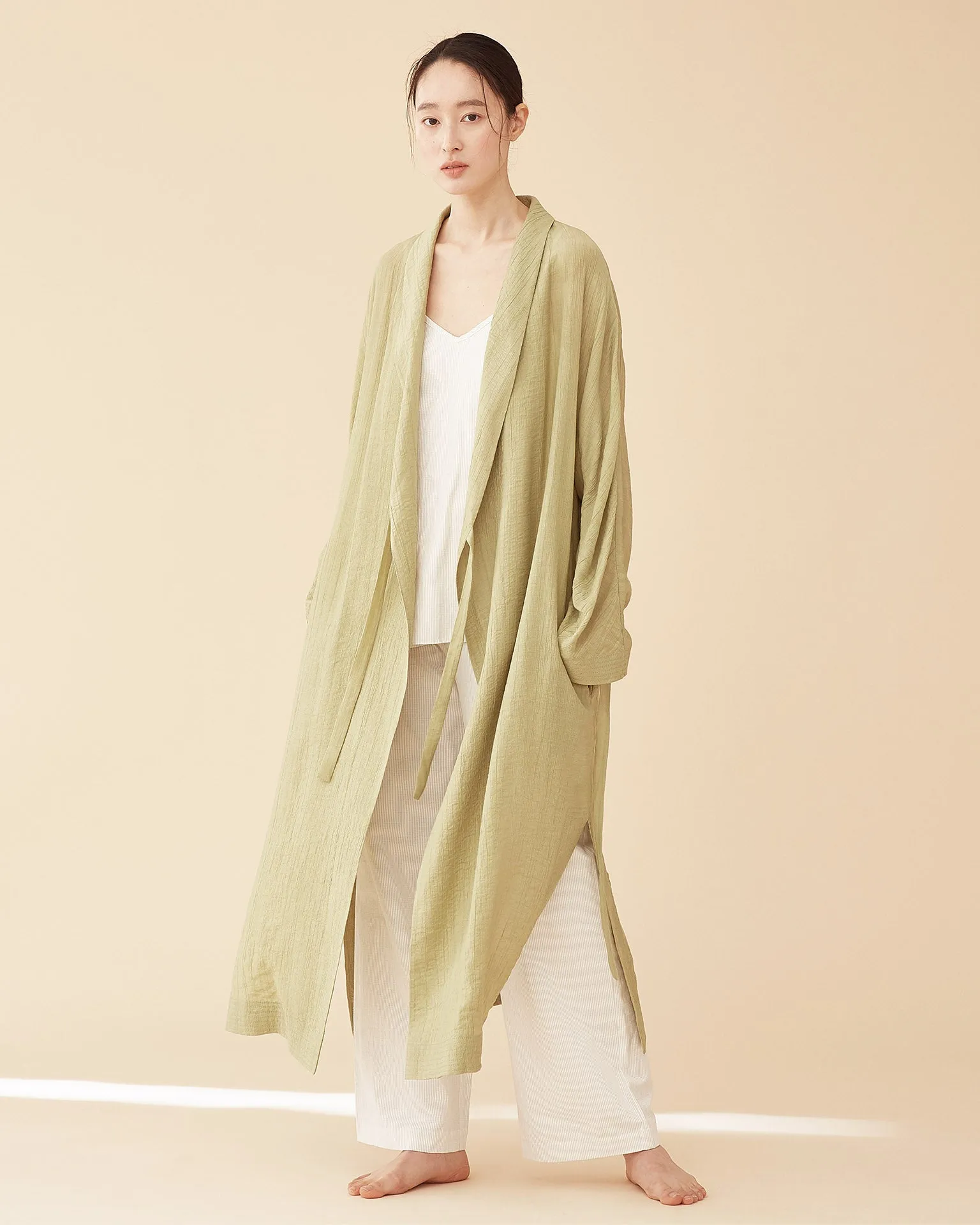 George Shawl Collar Robe / Green Tea