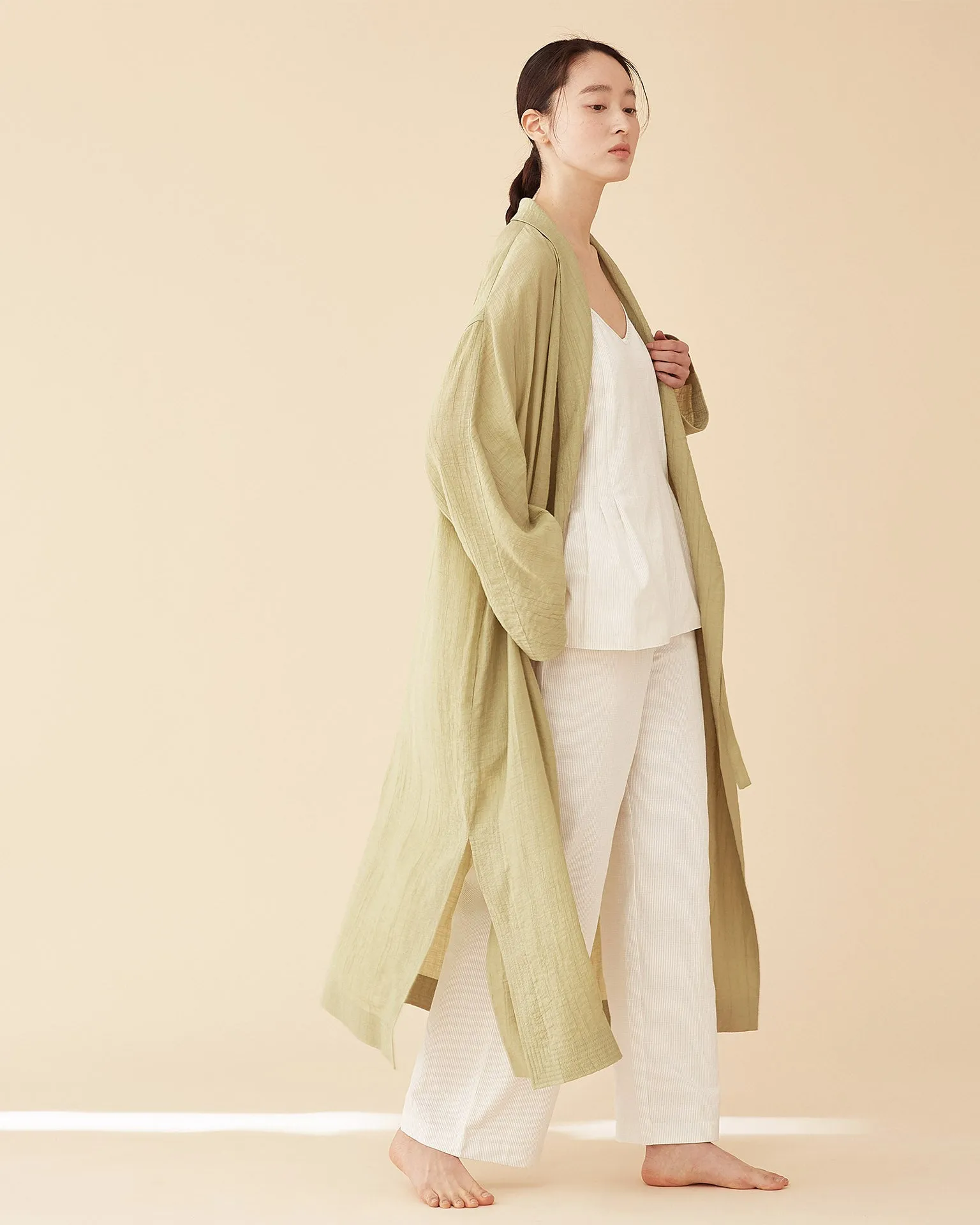 George Shawl Collar Robe / Green Tea