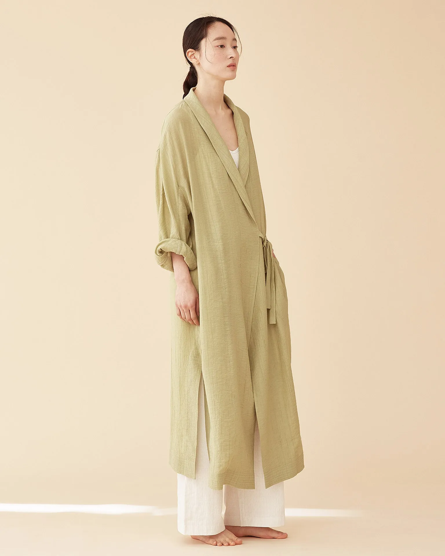 George Shawl Collar Robe / Green Tea