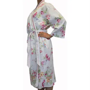 Gigi Cotton White Floral Womens Bathrobe