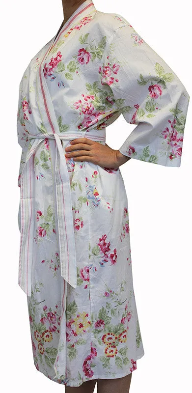 Gigi Cotton White Floral Womens Bathrobe