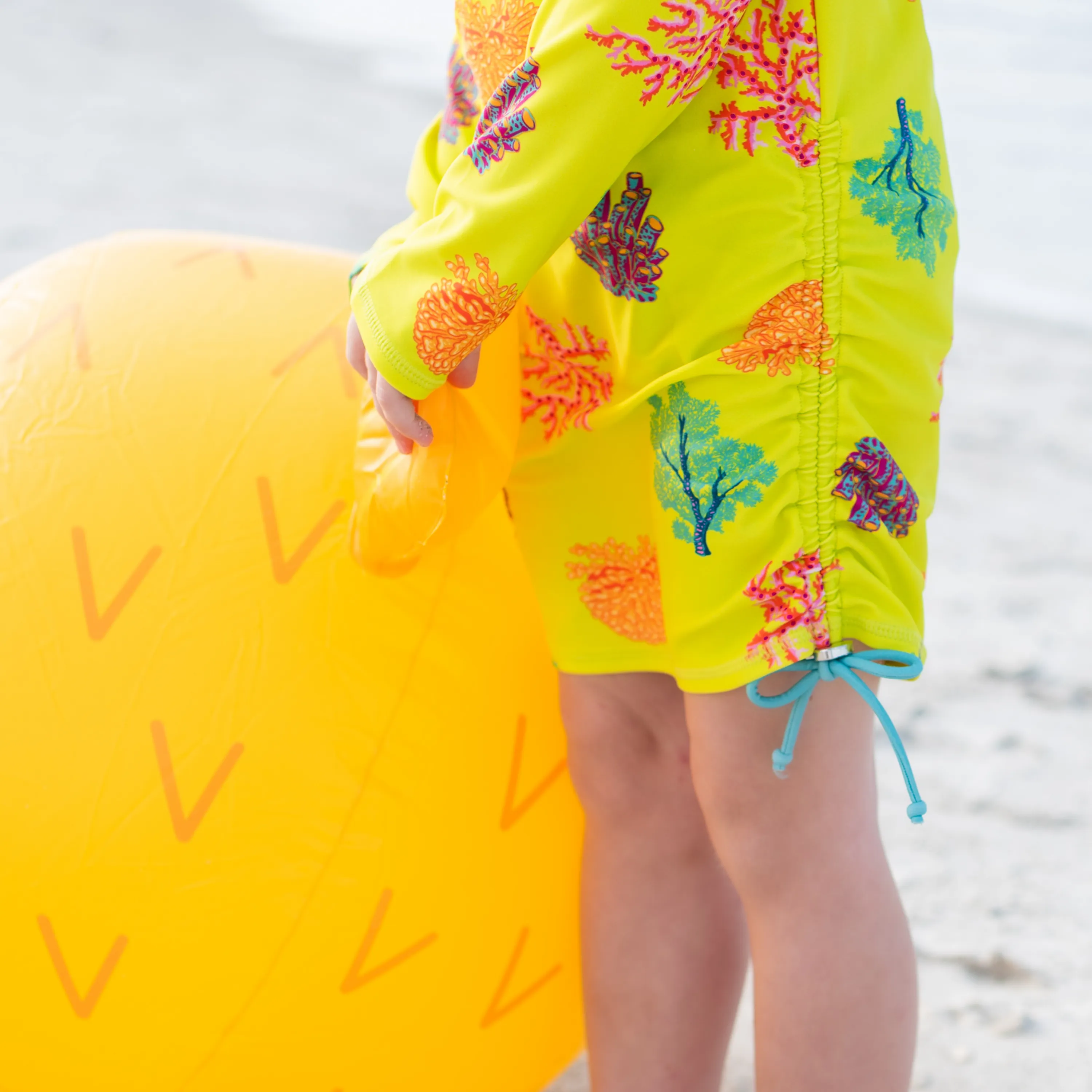 Girls Long Sleeve Swim Dress Cover Up | "Coral"